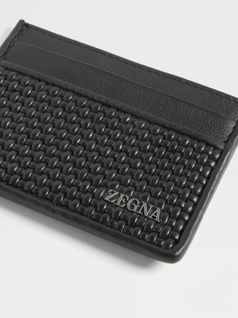 BLACK PELLETESSUTA™ LEATHER CARD CASE 5