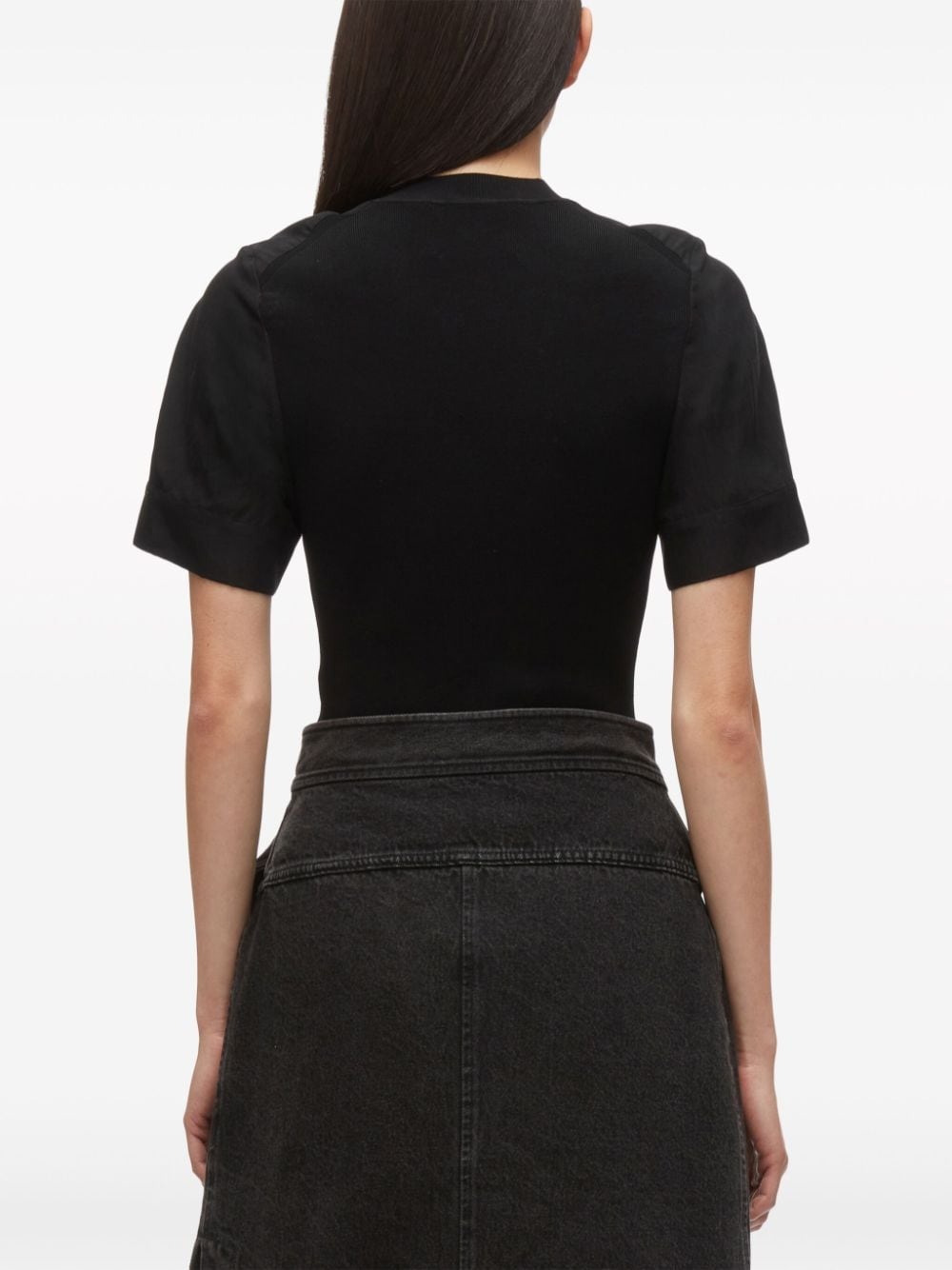 panelled fine-ribbed T-shirt - 5