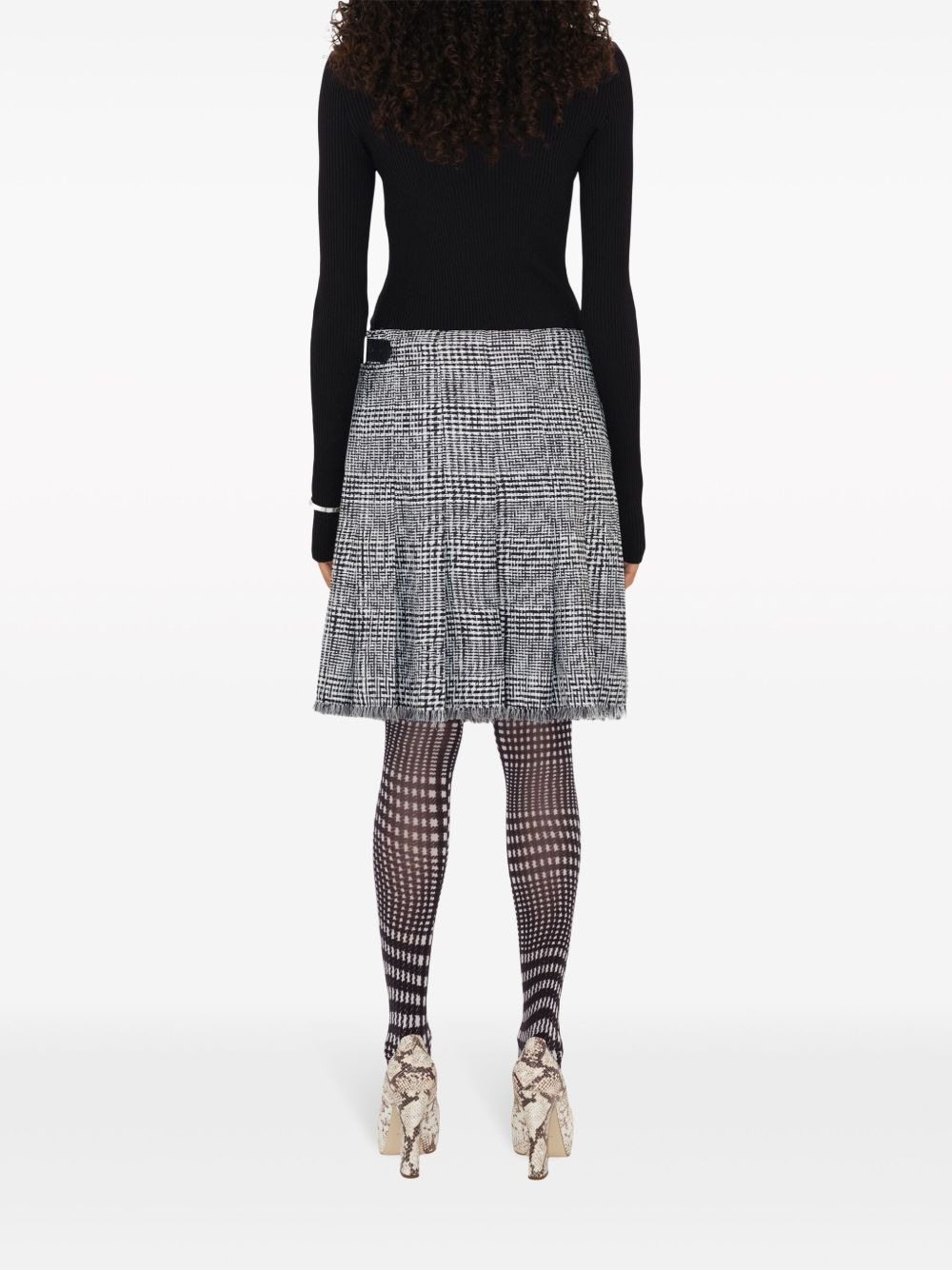 plaid-check fringed miniskirt - 4