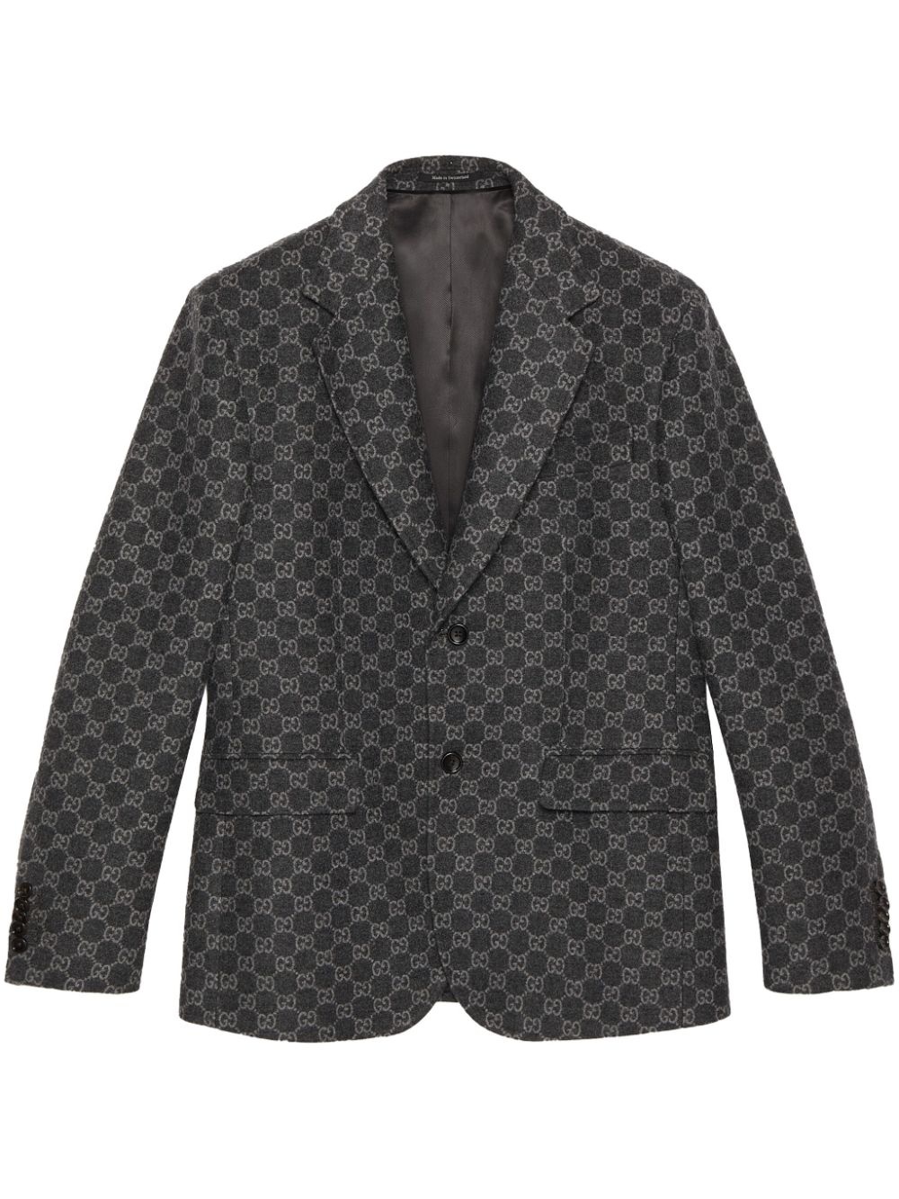 GG-print flannel blazer - 1