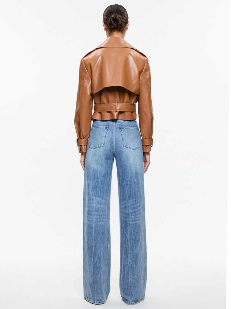 Alice + Olivia KEITH VEGAN CROPPED TRENCH WITH BELT outlook