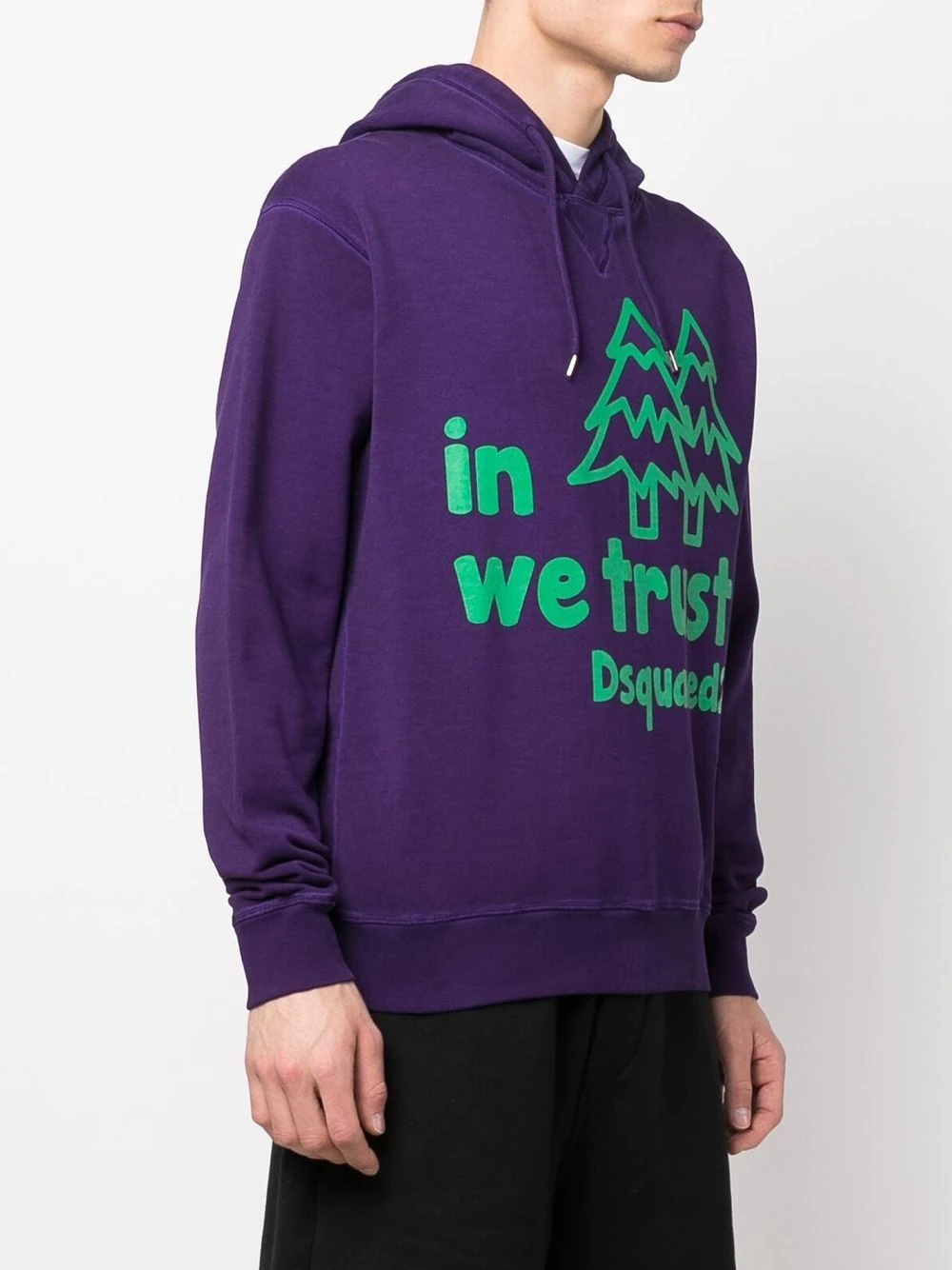 slogan-print drawstring hoodie - 3