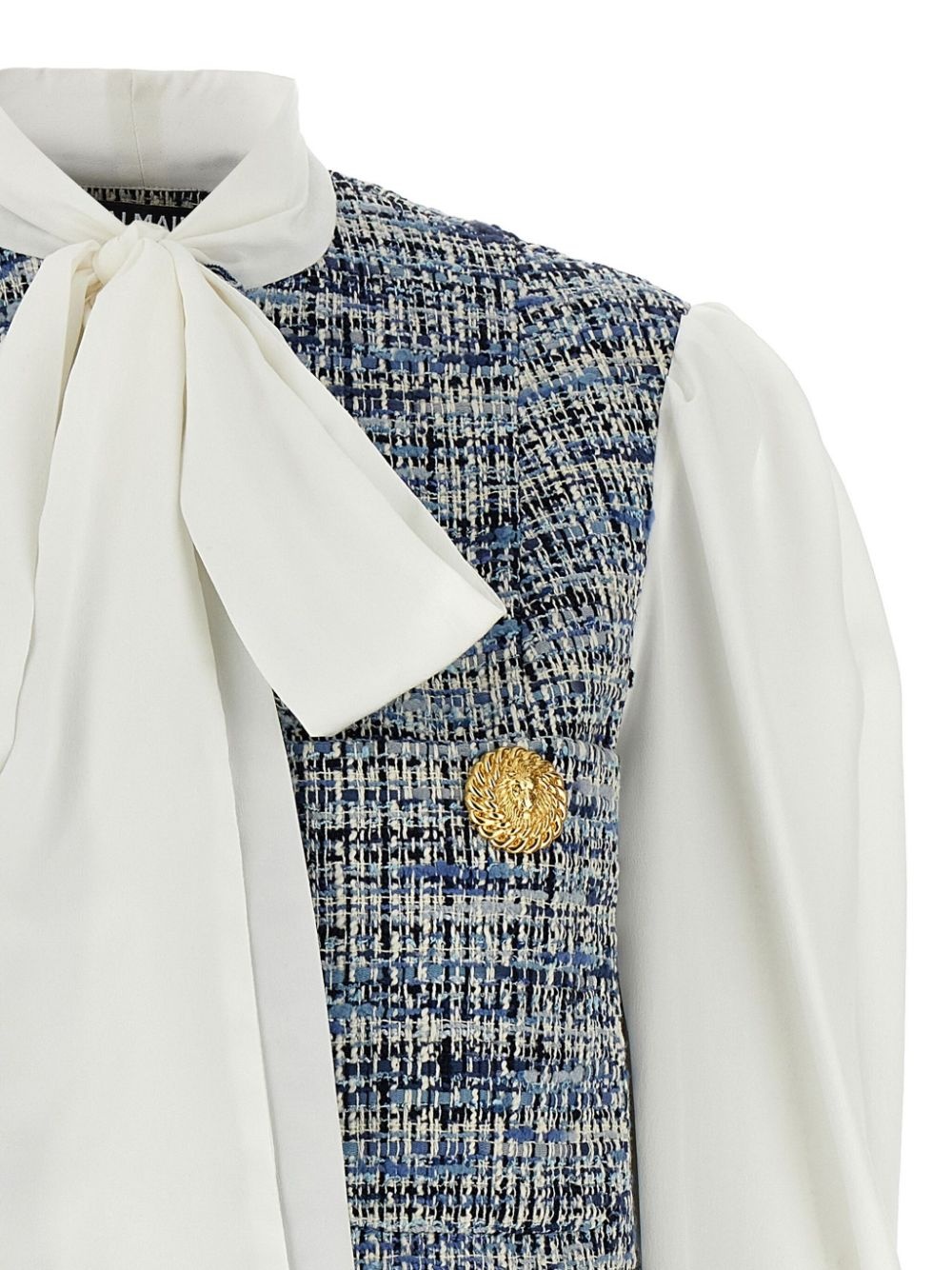 tweed-panel blouse - 3