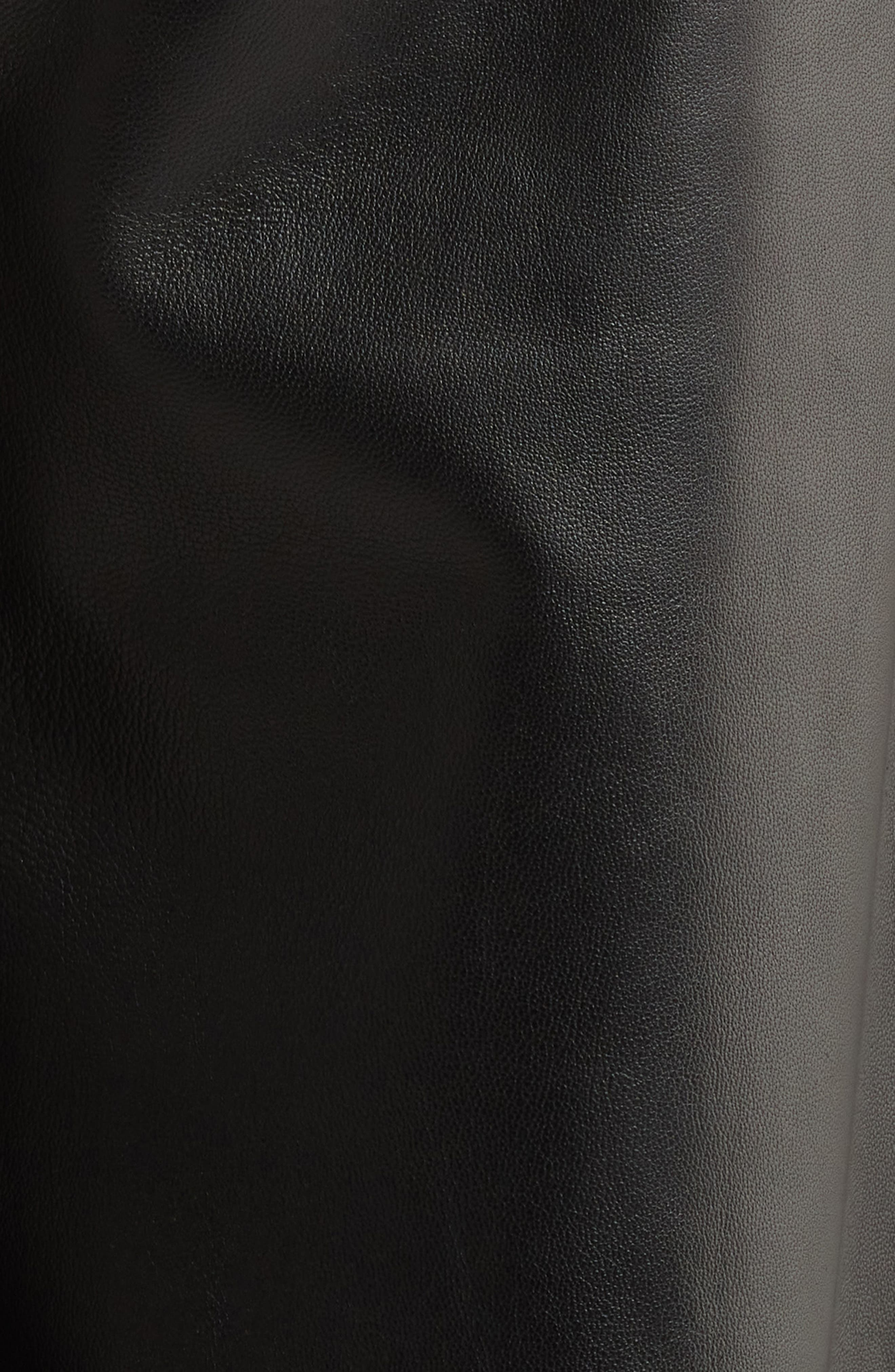 L'AGENCE Livvy Straight Leg Lambskin Leather Trousers in Black at Nordstrom - 6