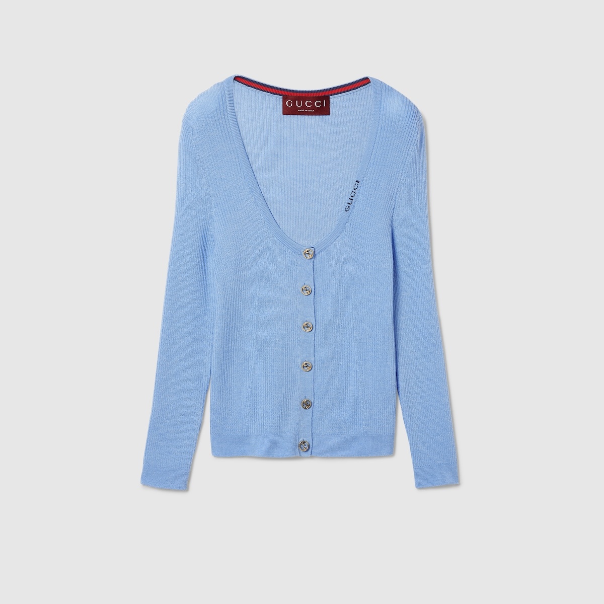 Extra fine rib wool and silk cardigan - 1