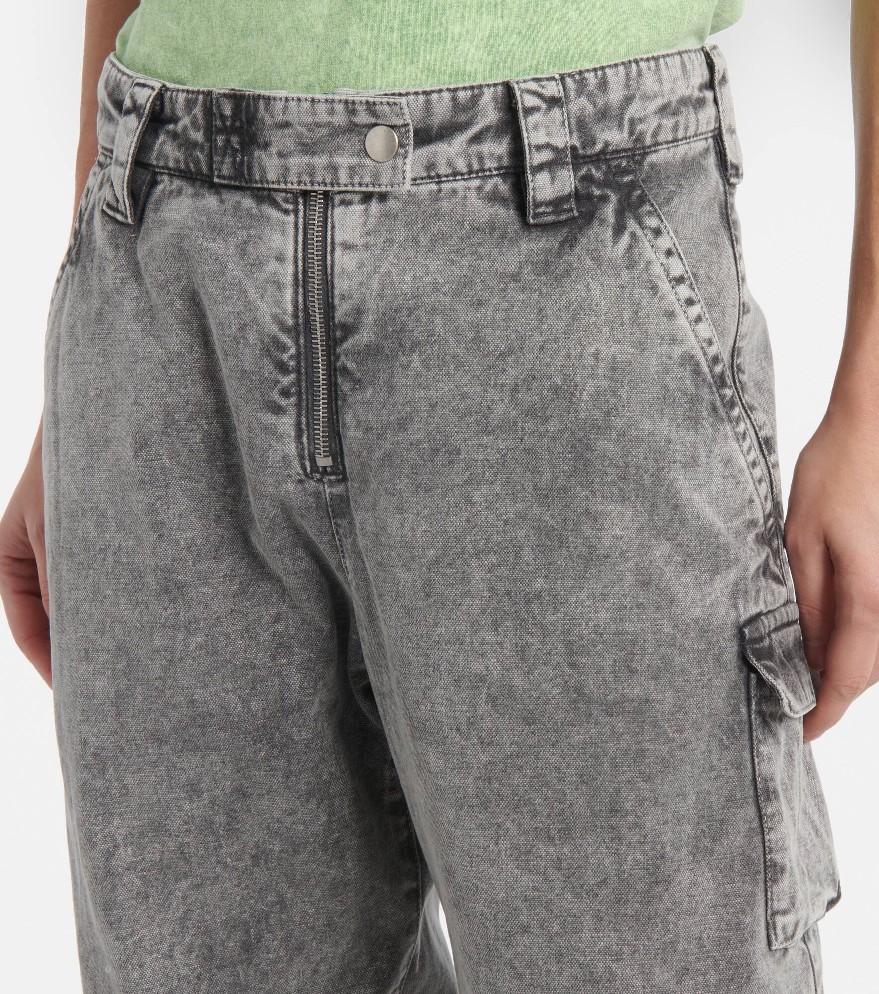 Mid-rise cotton canvas cargo pants - 4