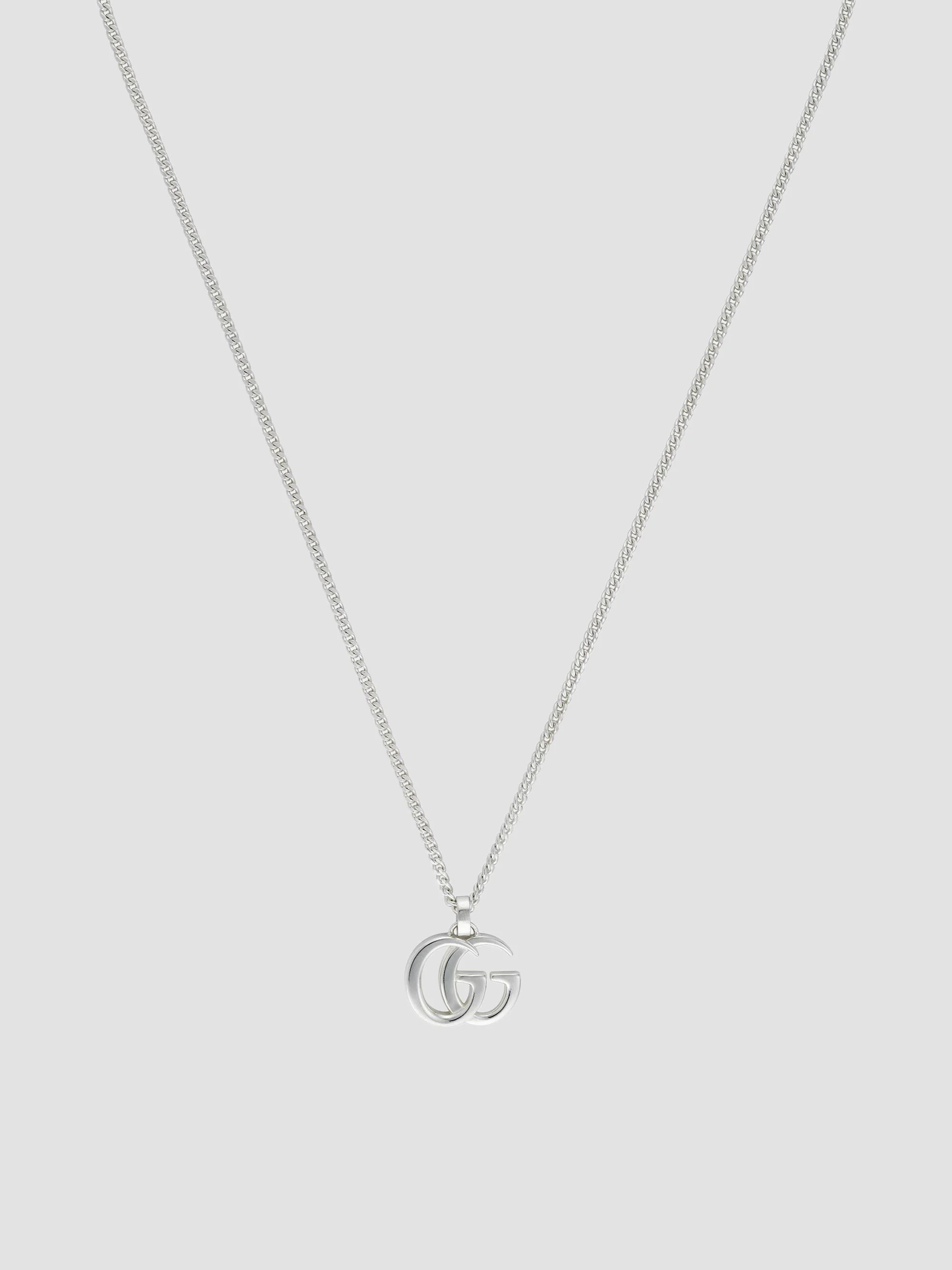 Men's GG Marmont Sterling Silver Logo Pendant Necklace - Silver - 1