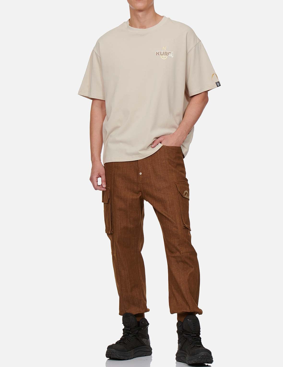 Kanji Embroidered Straight Fit Baggy Worker Jeans - 6