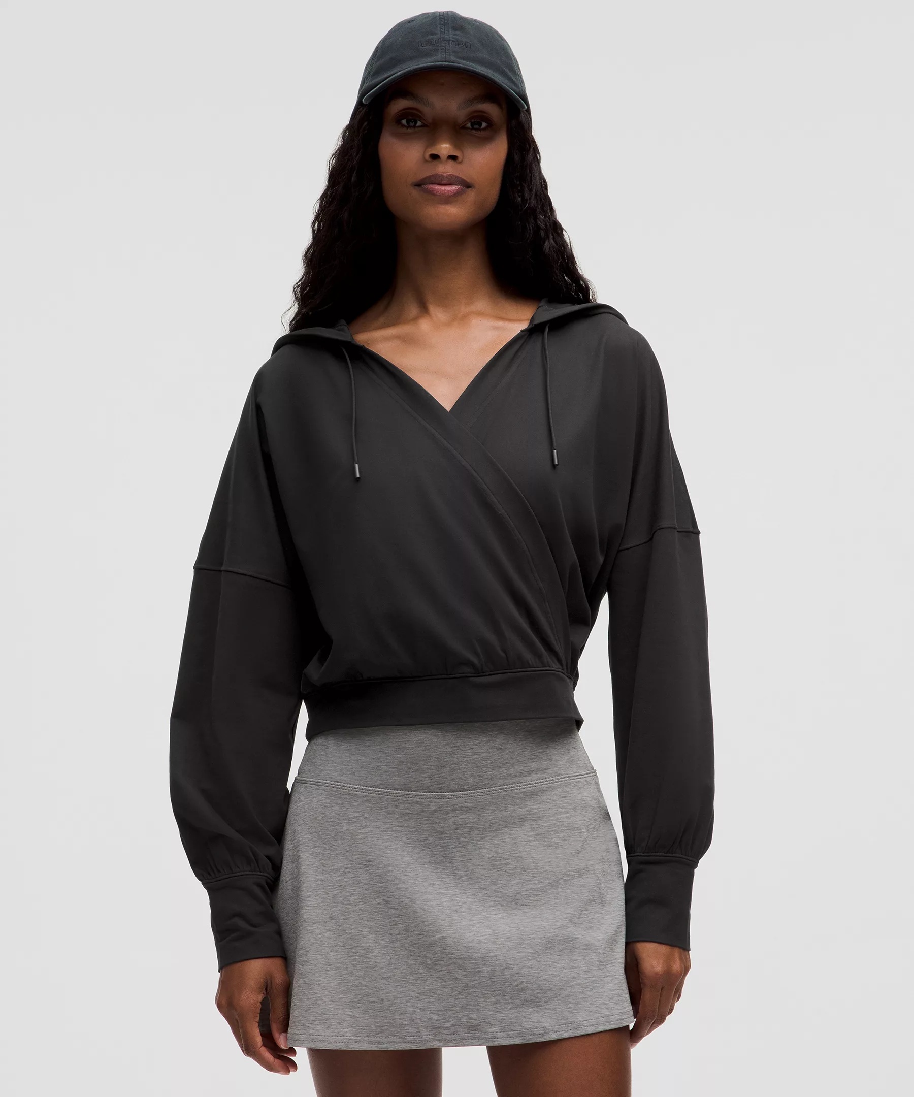 Soft Jersey Relaxed Wrap-Front Hoodie - 1