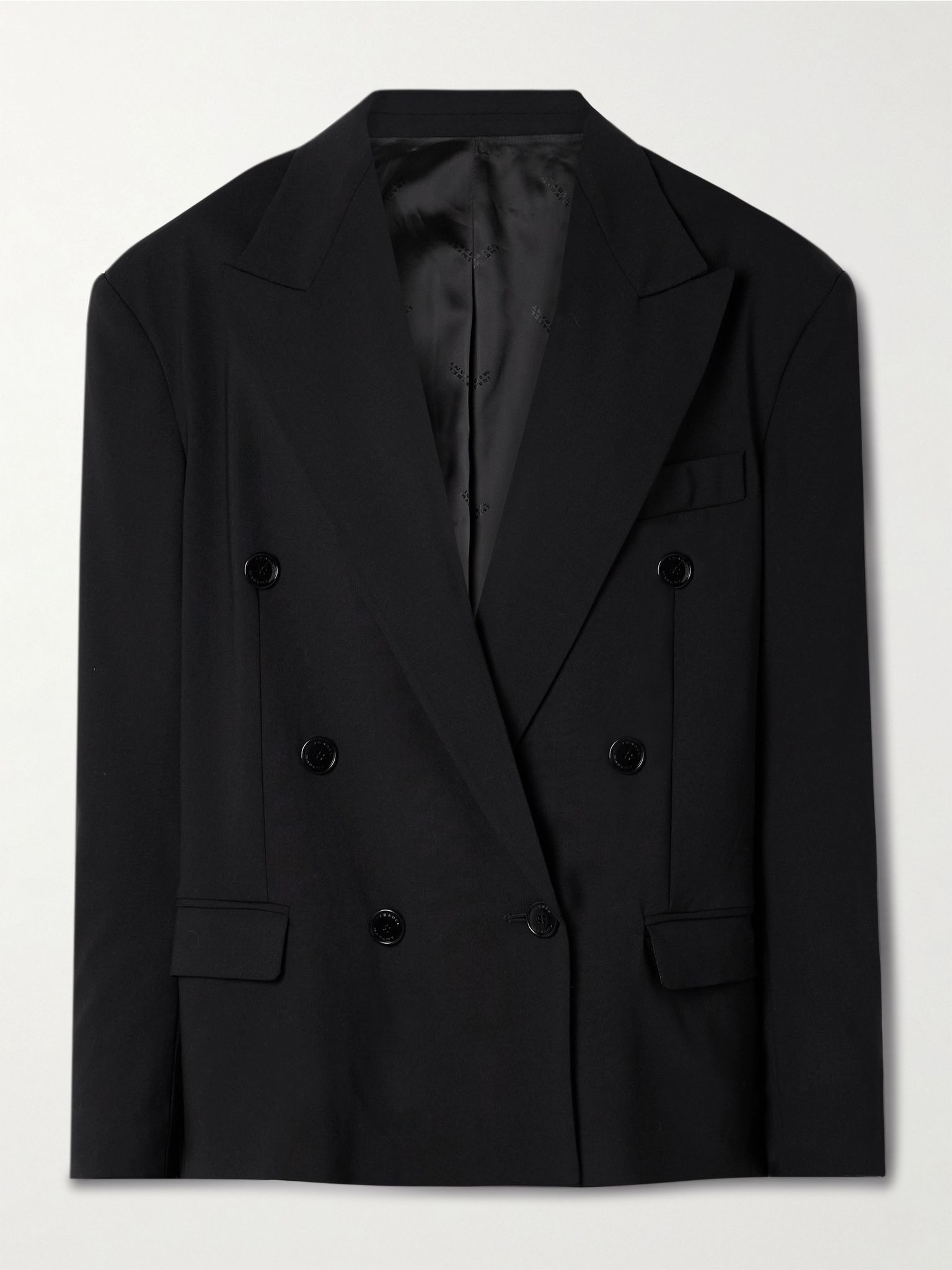 Klero double-breasted grain de poudre wool-blend blazer Black - 1