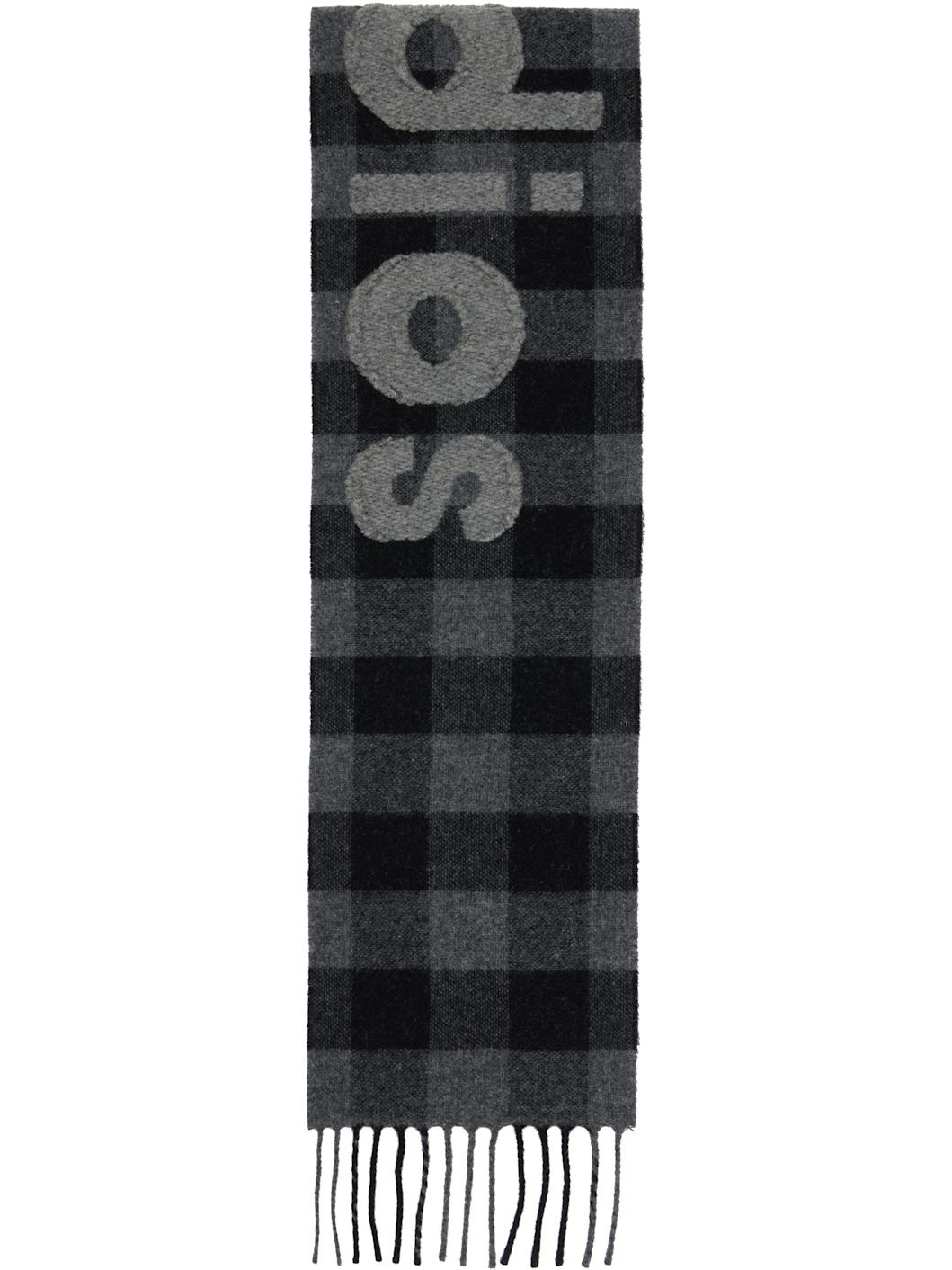 Black & Gray Check Logo Scarf - 2