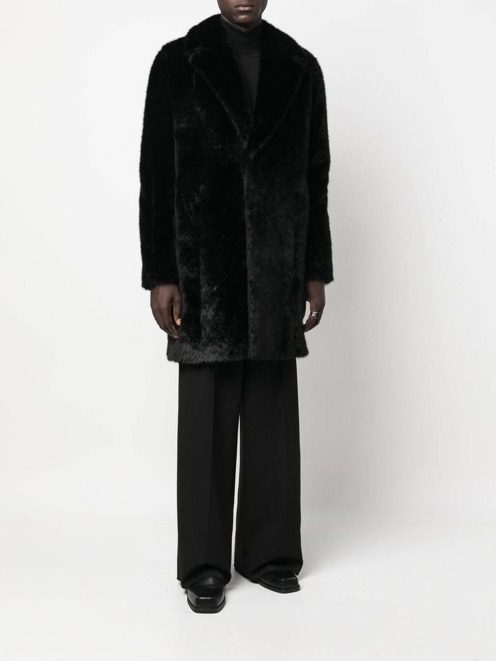 faux fur mid-length coat - 2