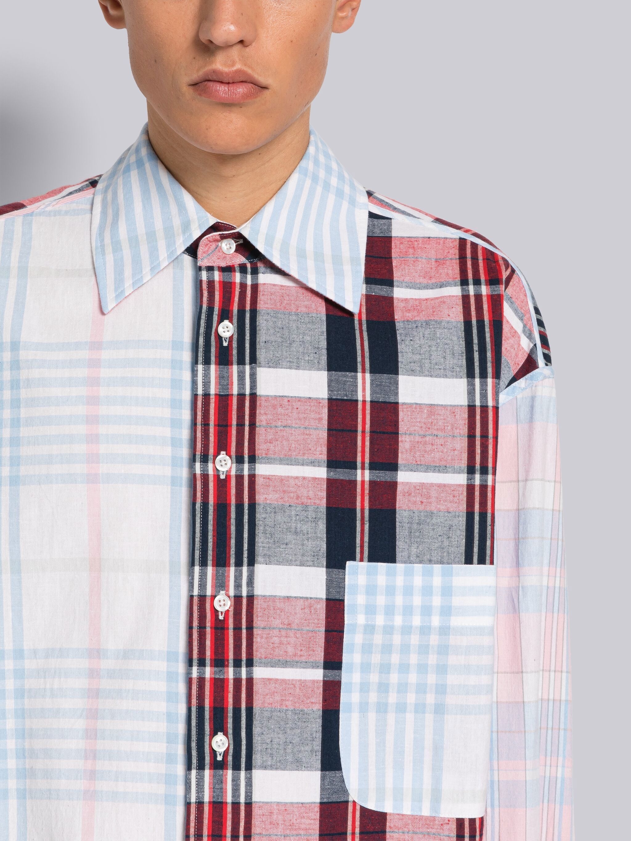 FUN-MIX MADRAS COTTON OVERSIZED SHIRT - 5