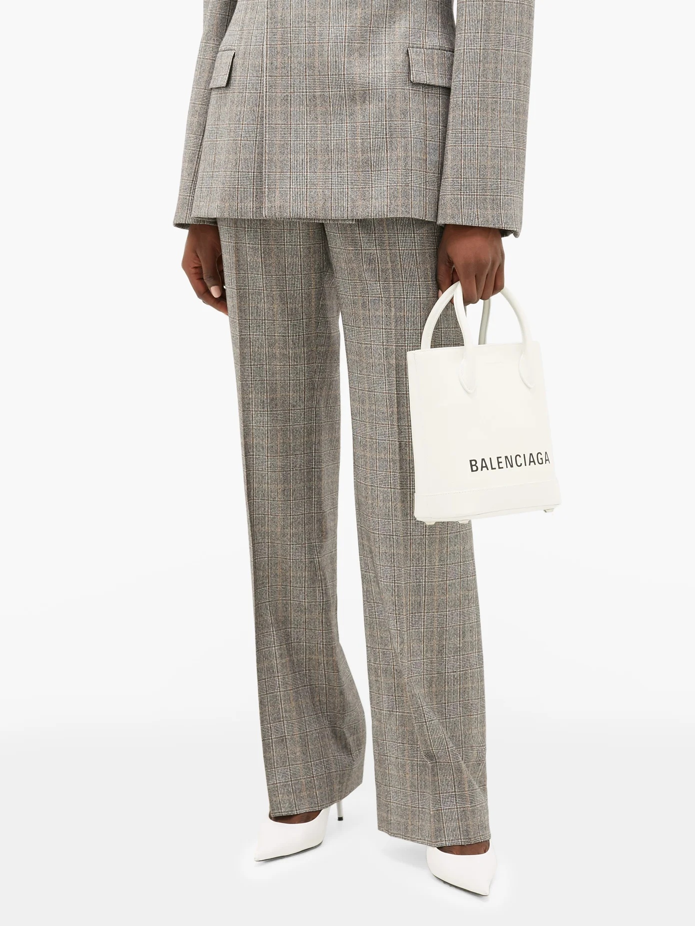 Straight-leg checked wool tailored trousers - 6