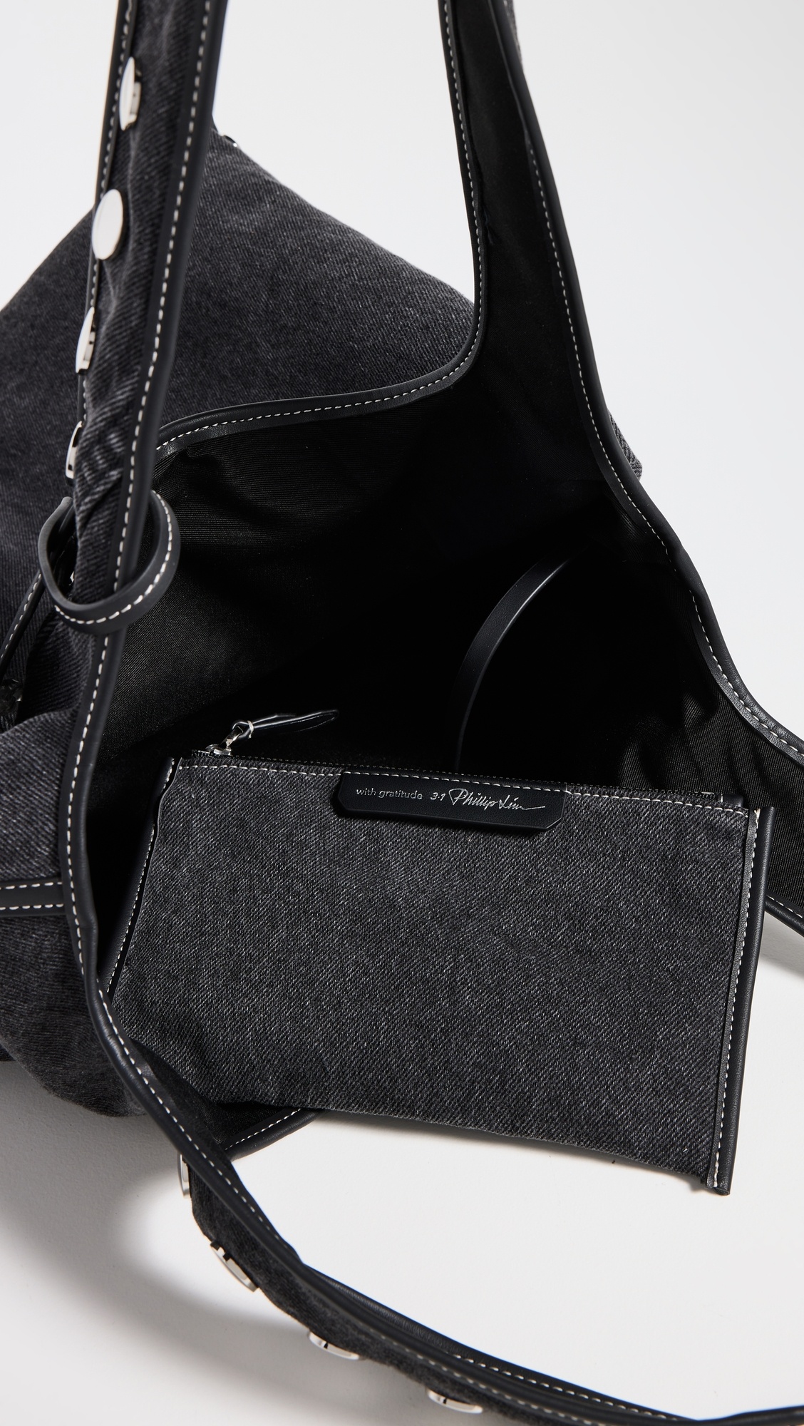 Washed Denim Market Tote With Studs - 5
