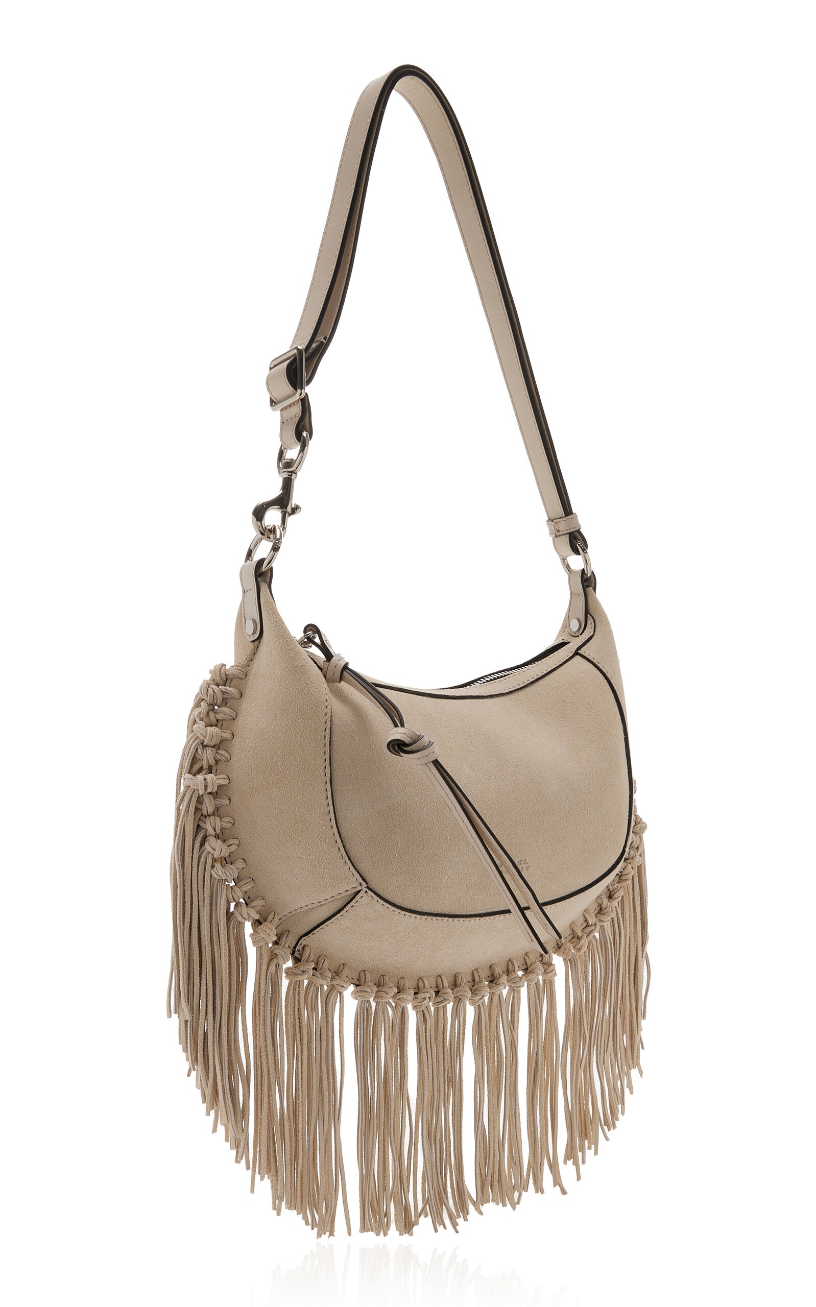 Oskan Moon Fringed Leather Shoulder Bag white - 3