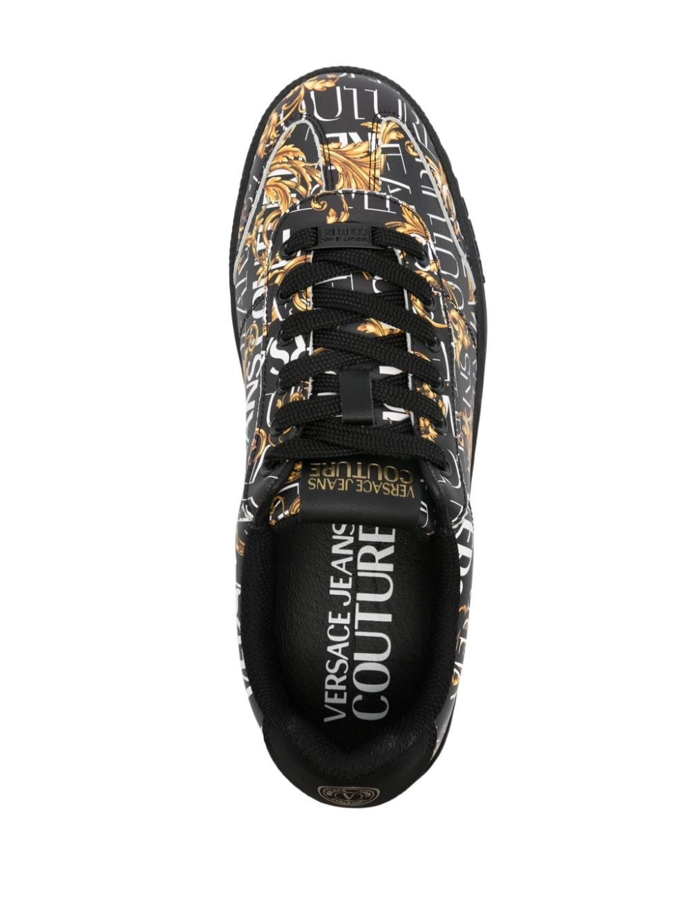 Barocco-print leather sneakers - 4