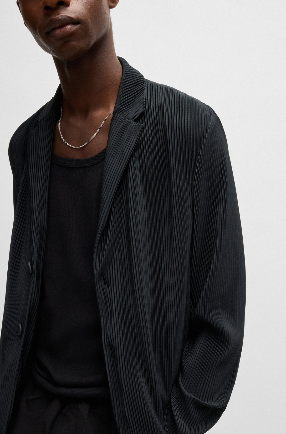 MODERN-FIT JACKET IN JERSEY WITH PLISSÉ PLEATS - 6