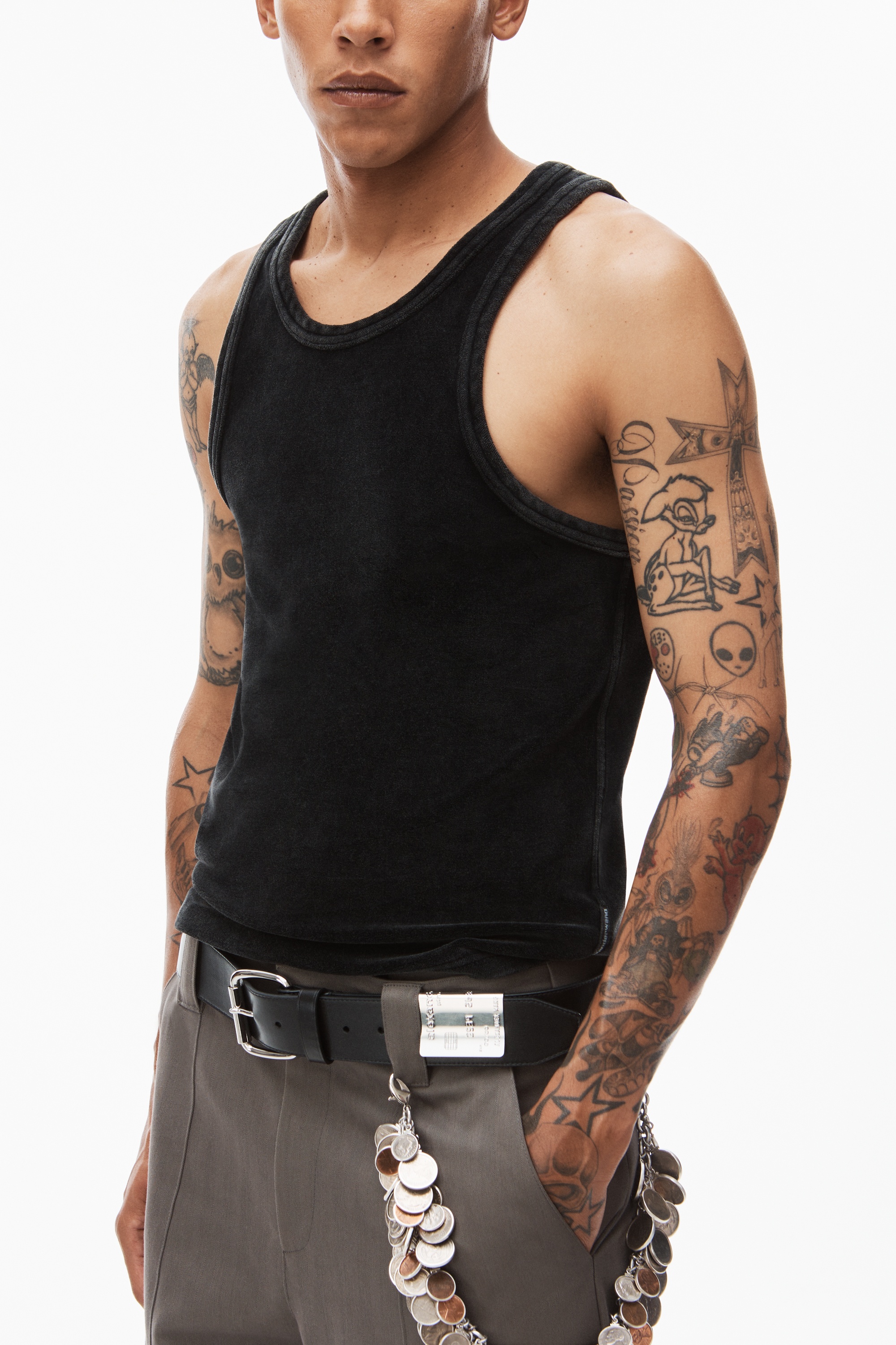 crew neck tank top in velour - 3