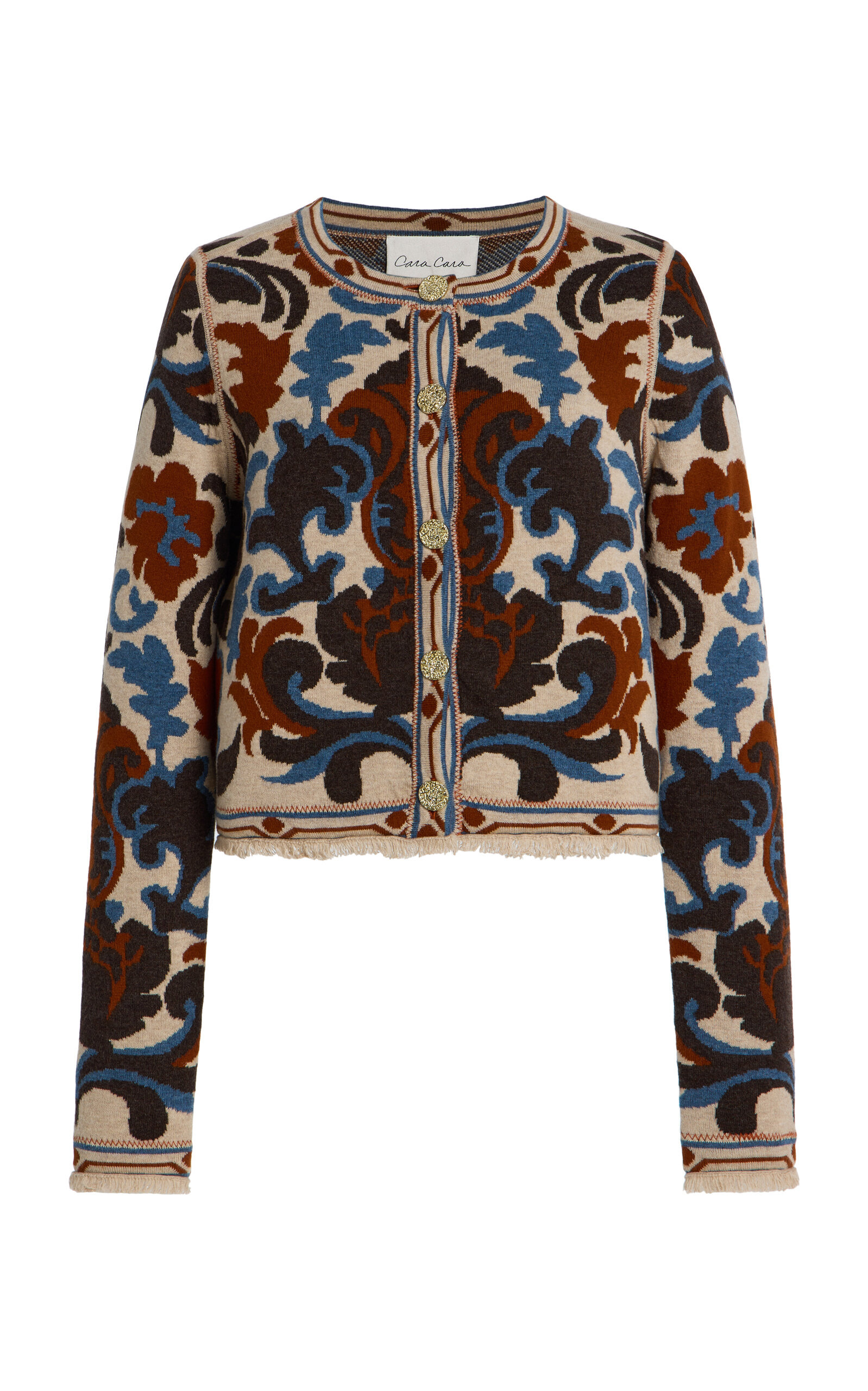 Livi Fringed Wool-Cotton Jacquard Jacket print - 1