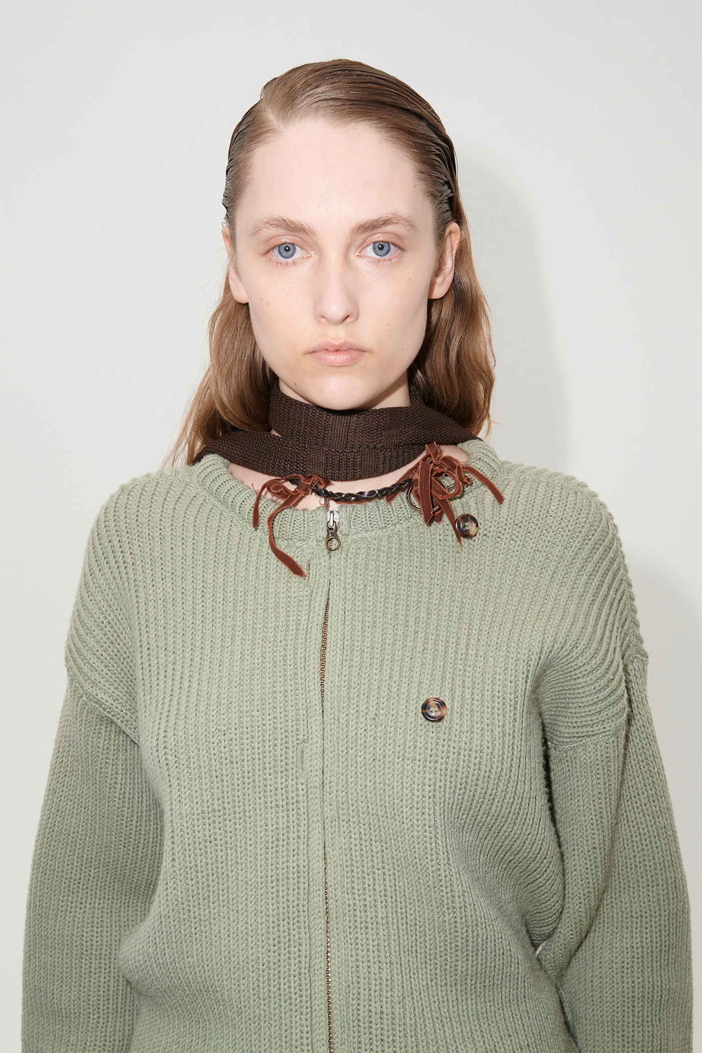 Zip Wrap Cardigan Refined Green Quotidian Wool - 5