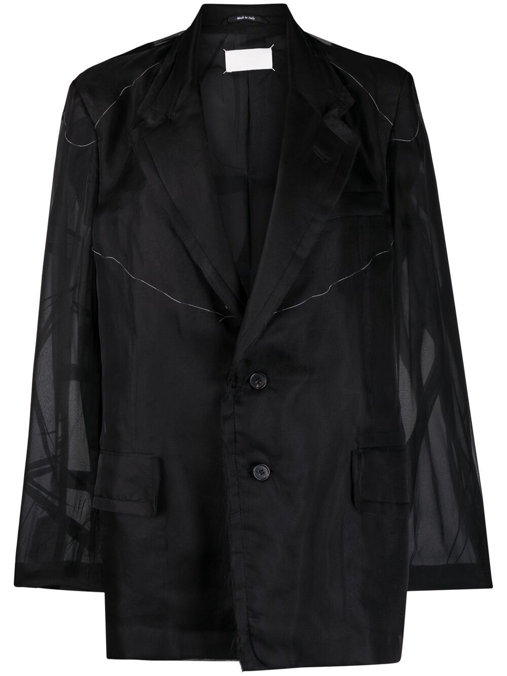 sheer-panel single-breasted jacket - 1