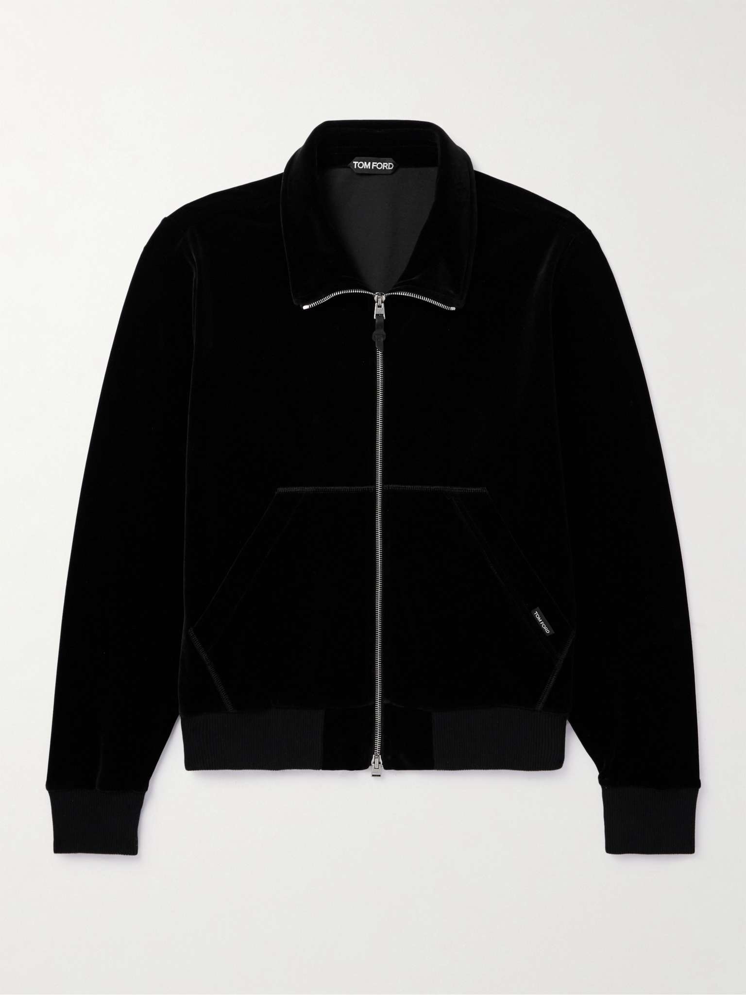 Cotton-Blend Velour Track Jacket - 1