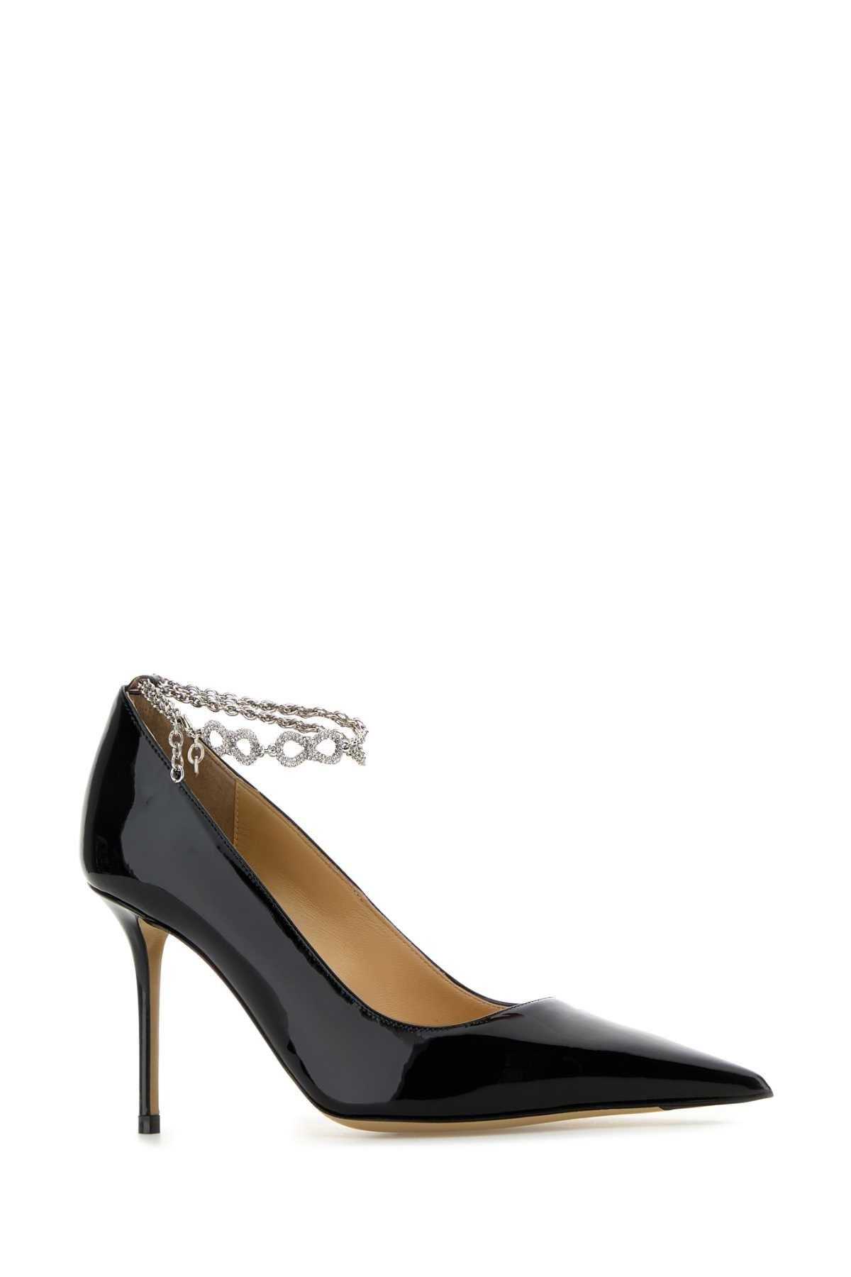 Mach&Mach Women Black Leather Bow Chain Pumps - 2