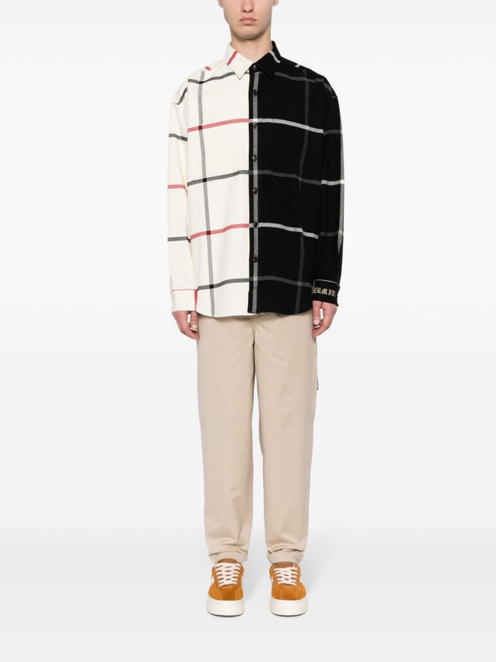 panelled check-pattern shirt - 2