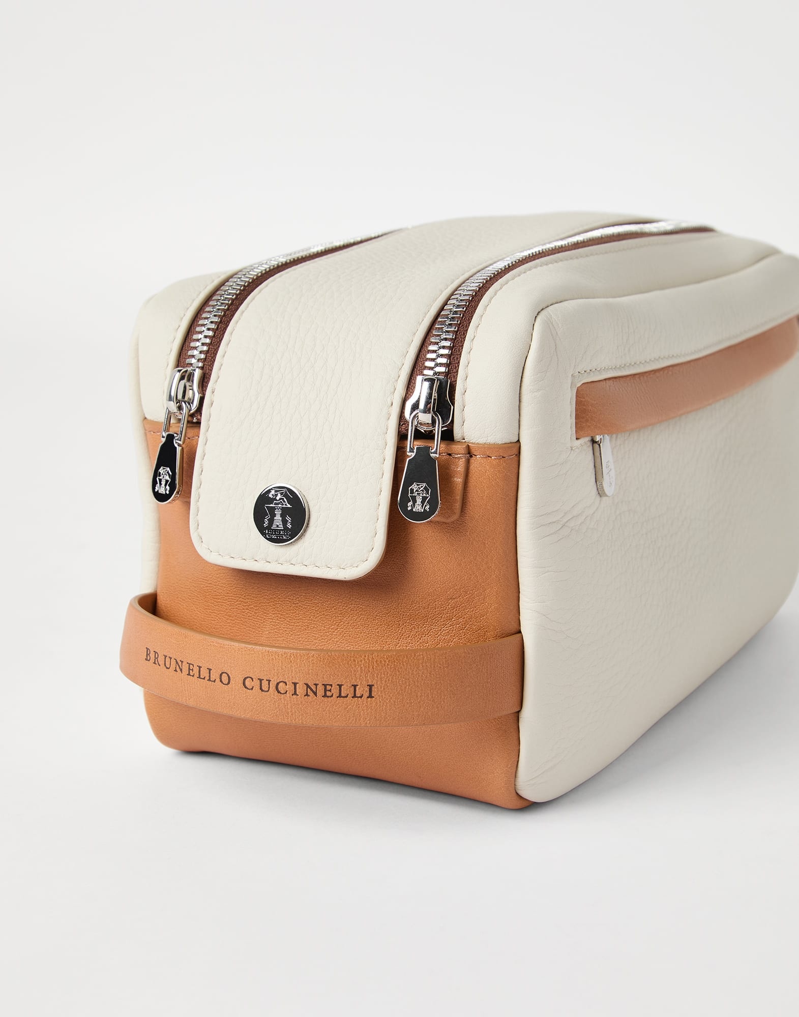 Cowhide beauty case with double zipper - 3