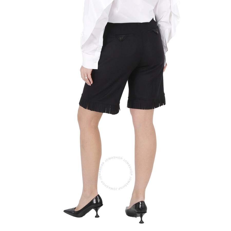 Burberry Ladies Black Fringed Hem Wool Shorts - 5
