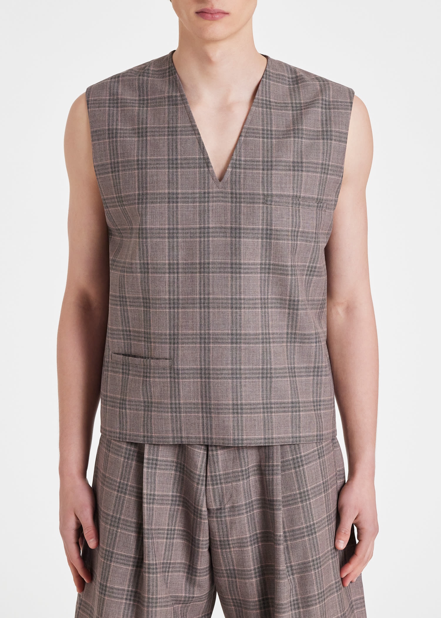 Check Wool Vest - 4