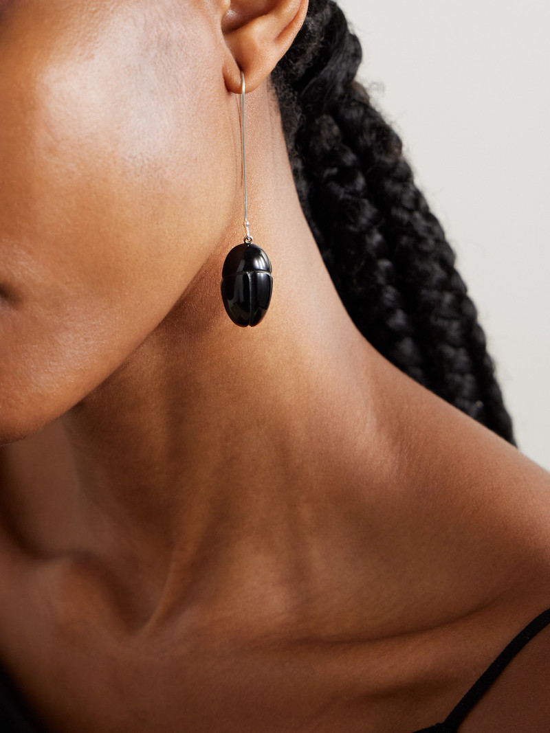 Sophie Buhai Scarab Silver Onyx Drop Earrings outlook