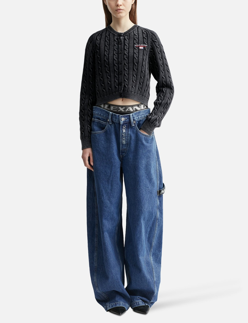 alexanderwang.t CABLE-KNIT CROPPED CARDIGAN outlook