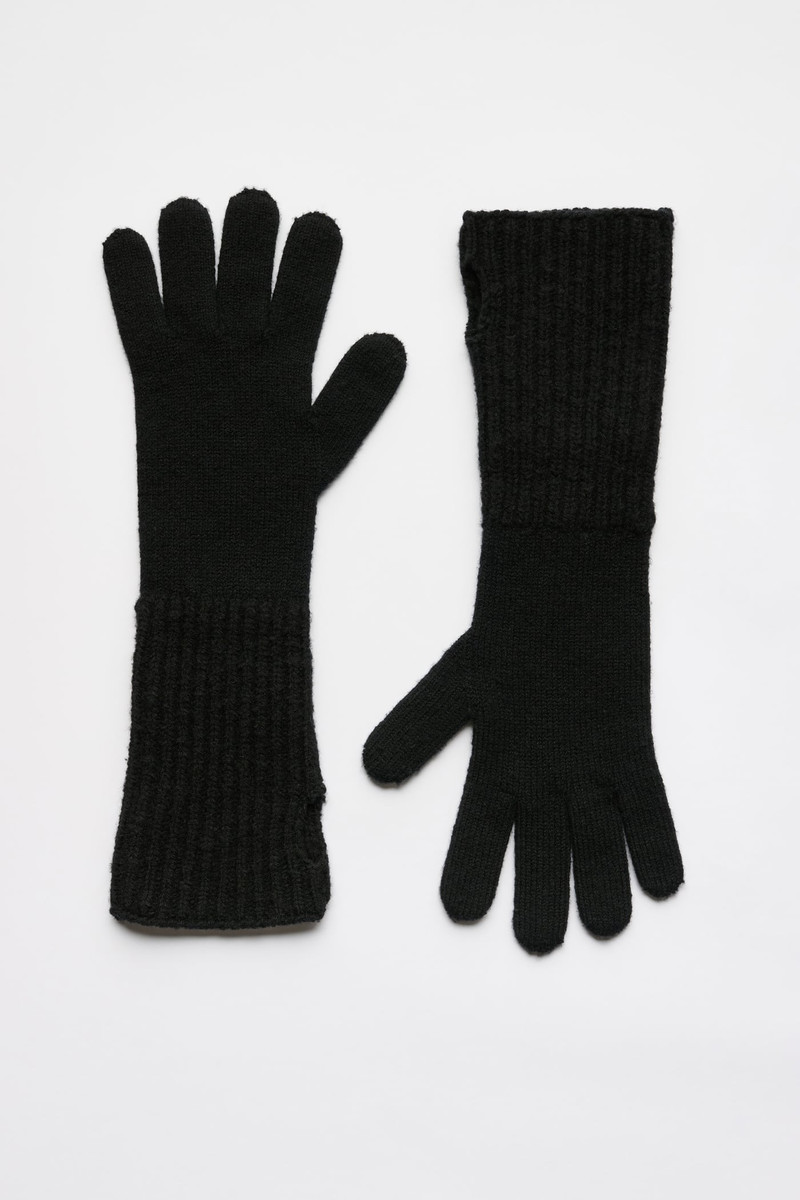 Fold Gloves Slub Twisted Black Wool 3