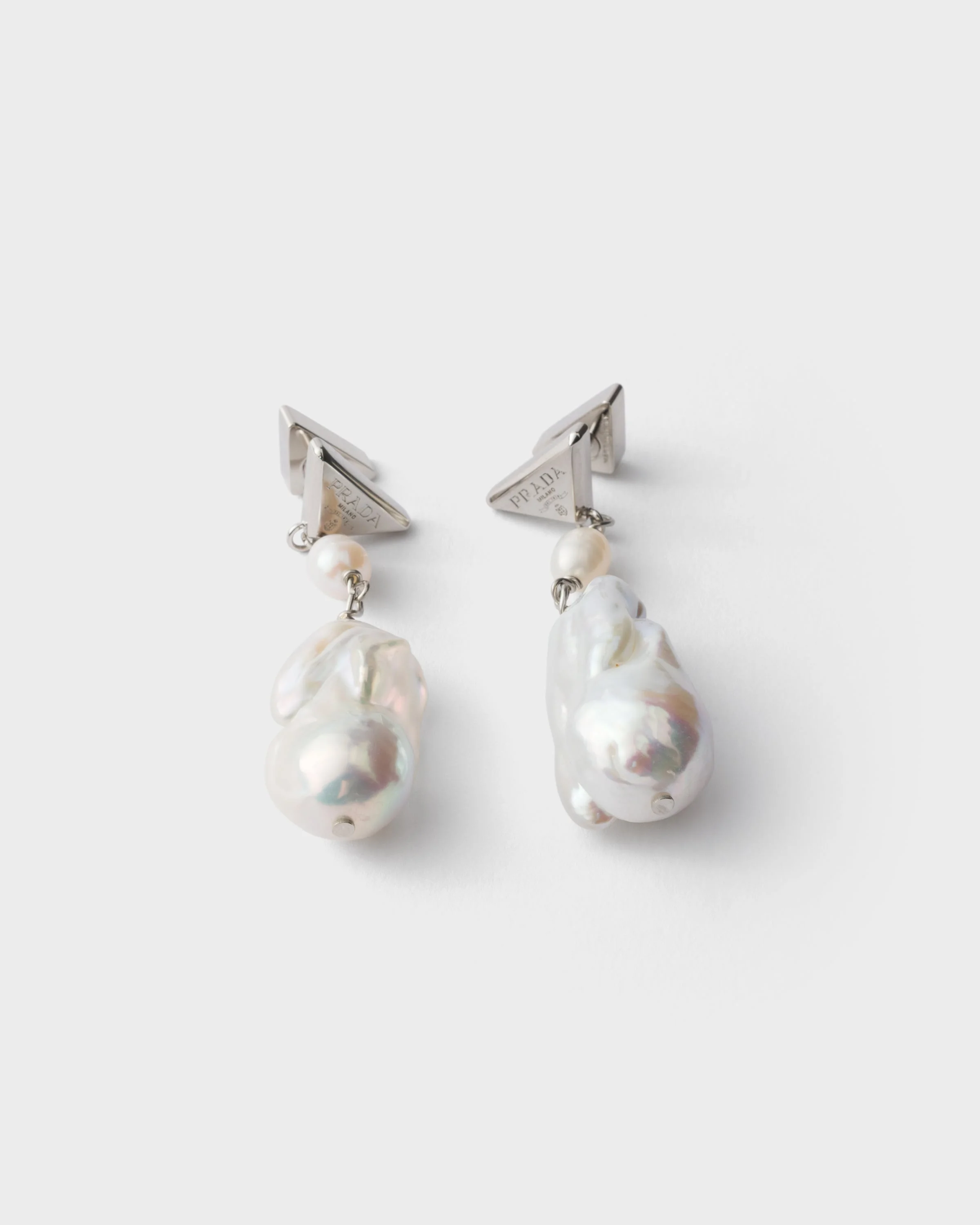 Metal earrings with pearls - 1