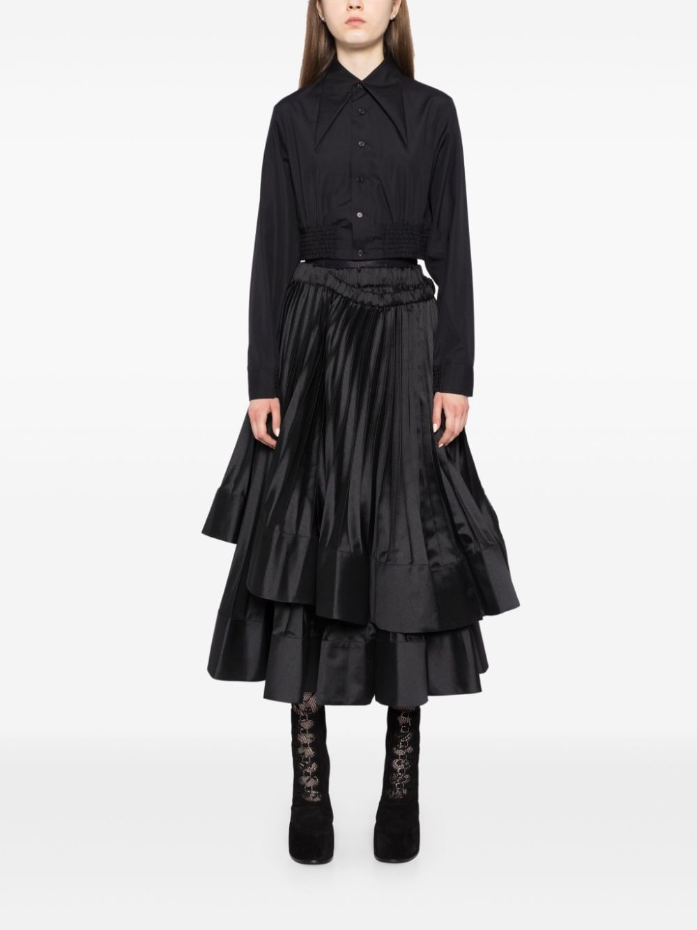 oversized collar cropped shirt - 3
