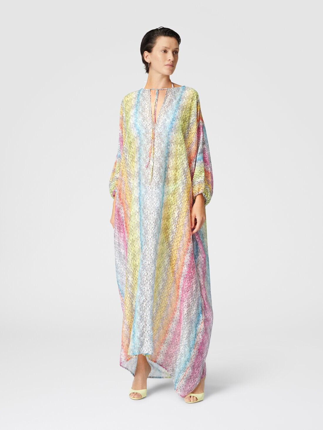 Long kaftan in printed cotton and silk blend - 2