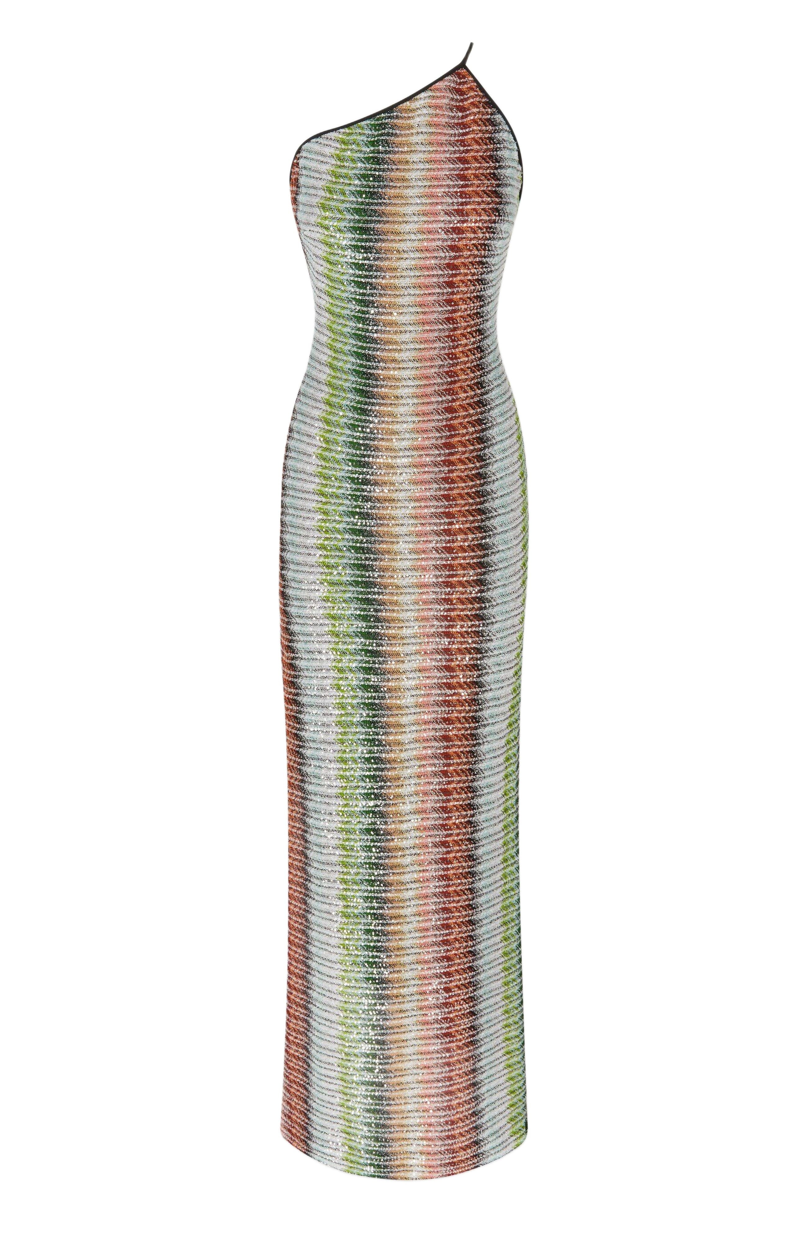 Missoni Long One-shoulder Dress In Gradient Zigzag Knit With Sequins in Multicoloured at Nordstrom - 2