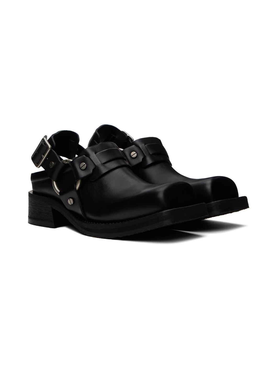 Black Leather Buckle Loafers - 4