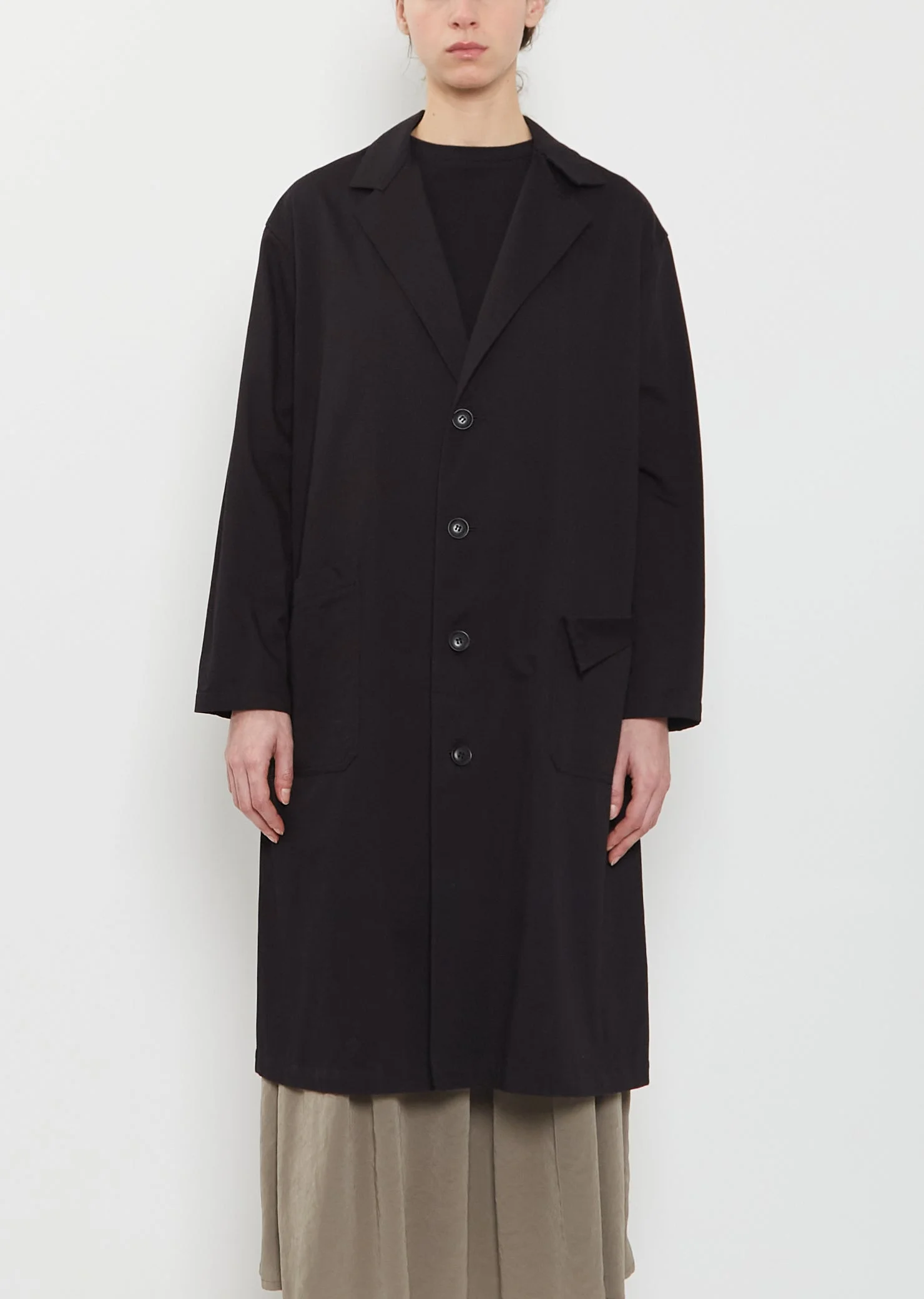 Hanging Collar Long Cotton Jacket - 1