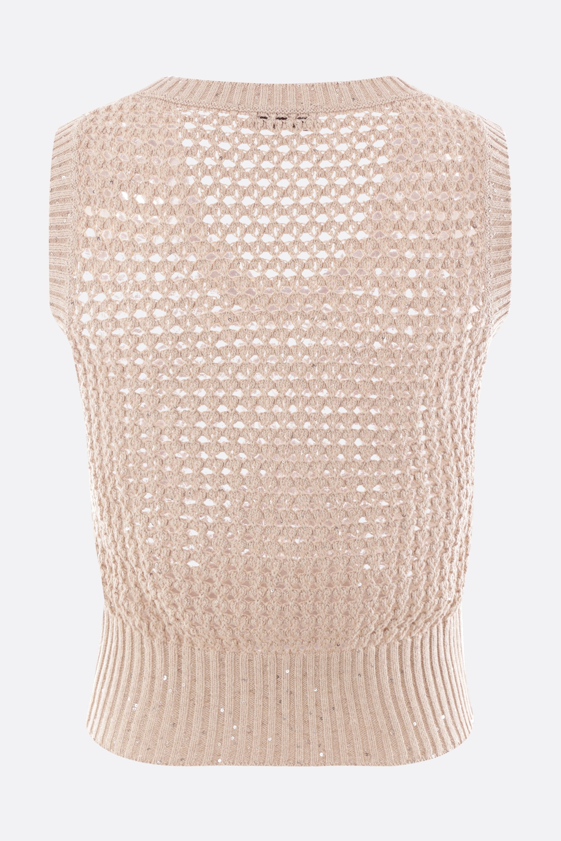 COTTON BLEND SLEEVELESS PULLOVER WITH SEQUINS - 2