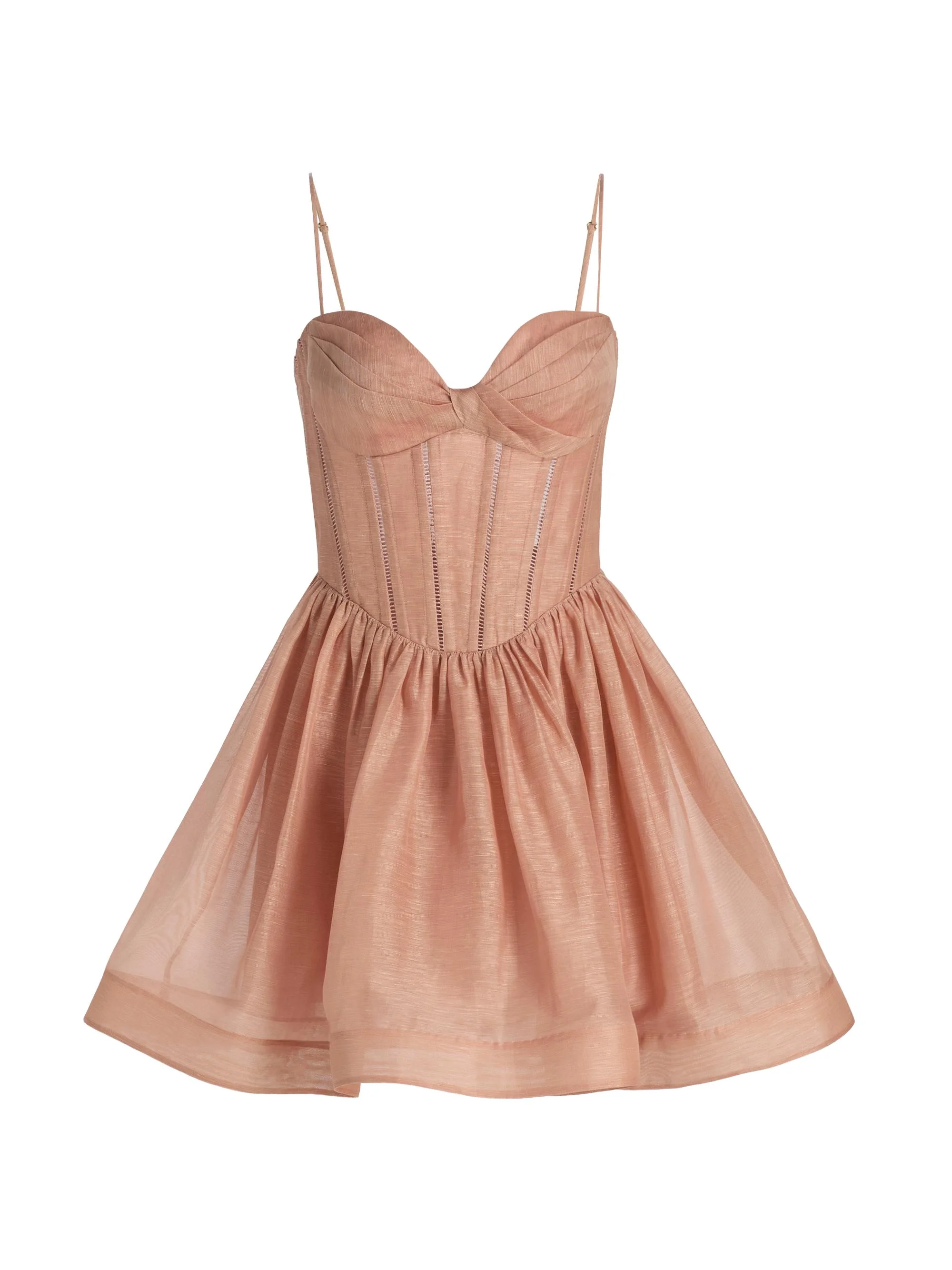 Women's Luna Corset Linen-Silk Fit-&-Flare Minidress - Peony - 1