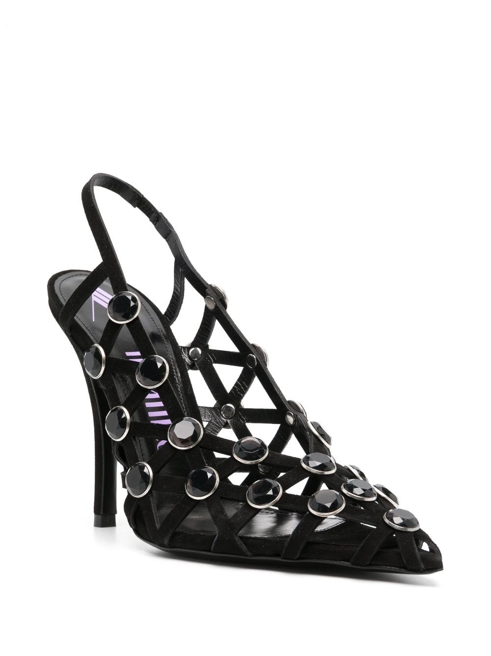 125mm embellished suede slingback pumps - 2