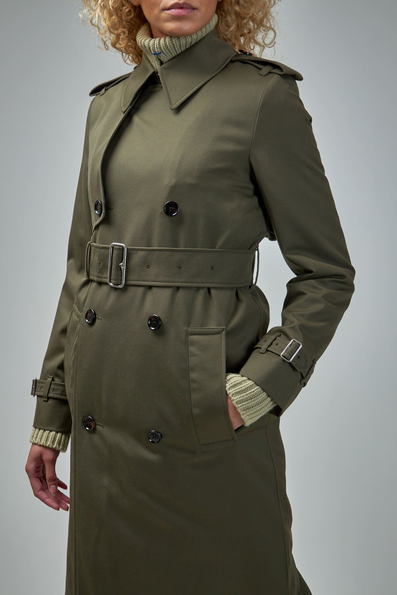 トレンチコート Burberry Sage Green Polyester Blend Trench Coat Burberry Long Cotton Blend Trench Coat | labelsfashion