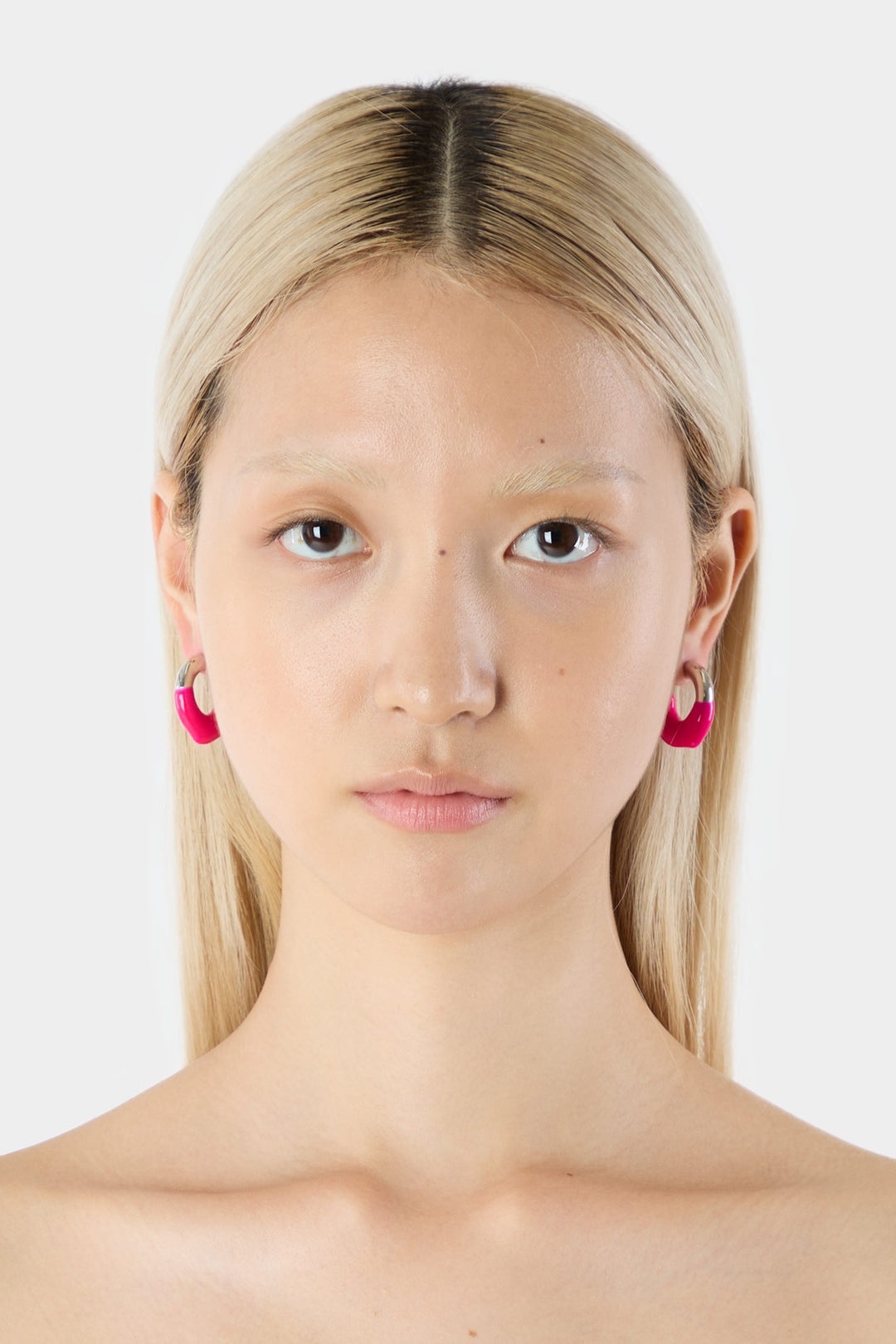 MINI RUBBERIZED EARRINGS SILVER / fucsia - 2