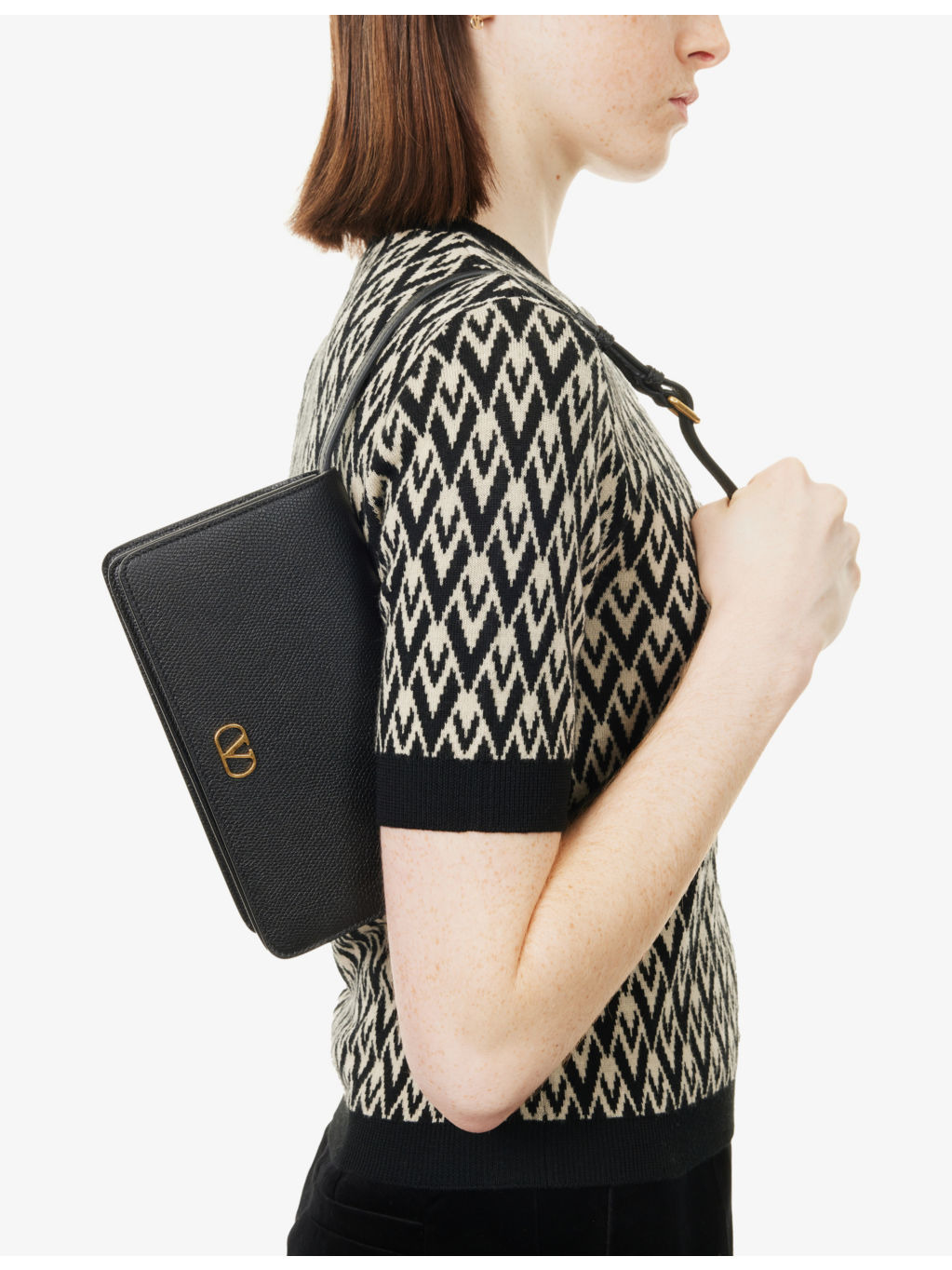 VLogo Signature leather shoulder bag - 6