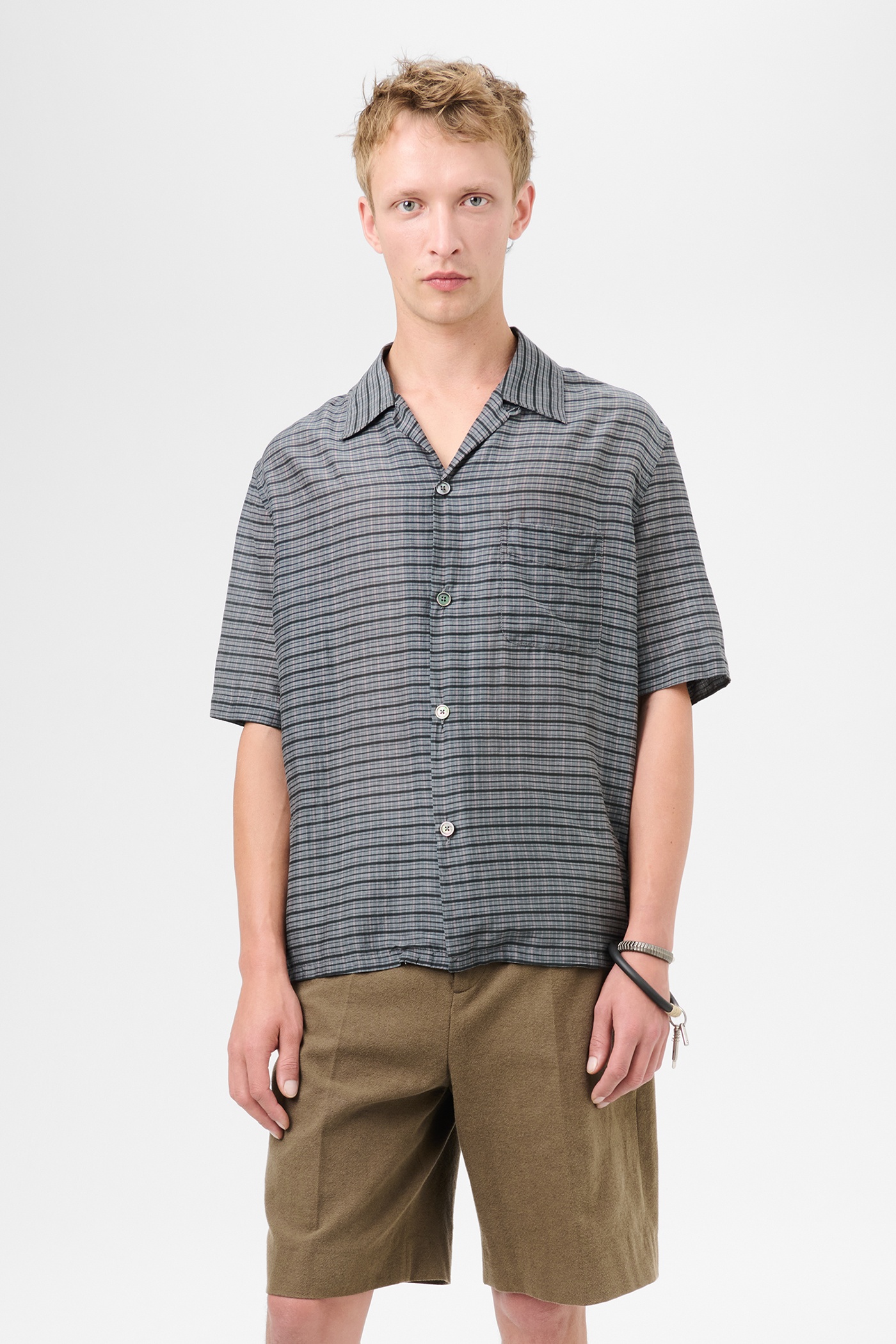 Heusen Shirt Shortsleeve Picnic Check Cotton Silk - 3