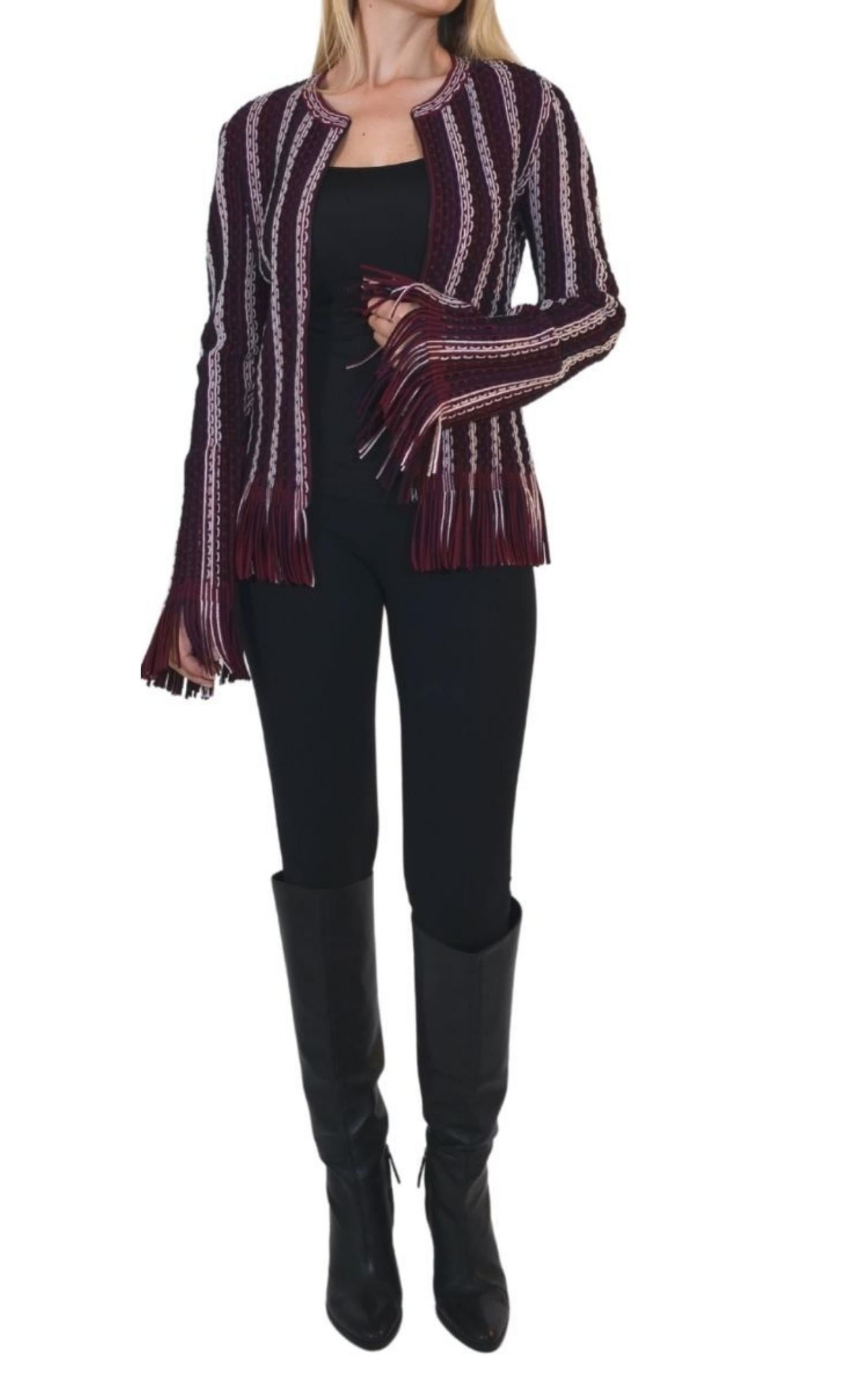 Seamed Knit Moto Fringe Jacket - 2