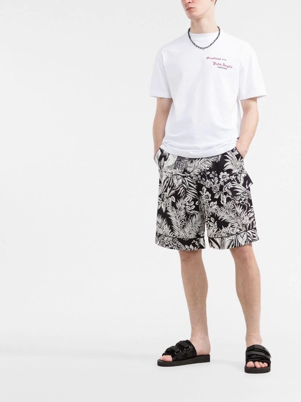 parrot-print track shorts - 2